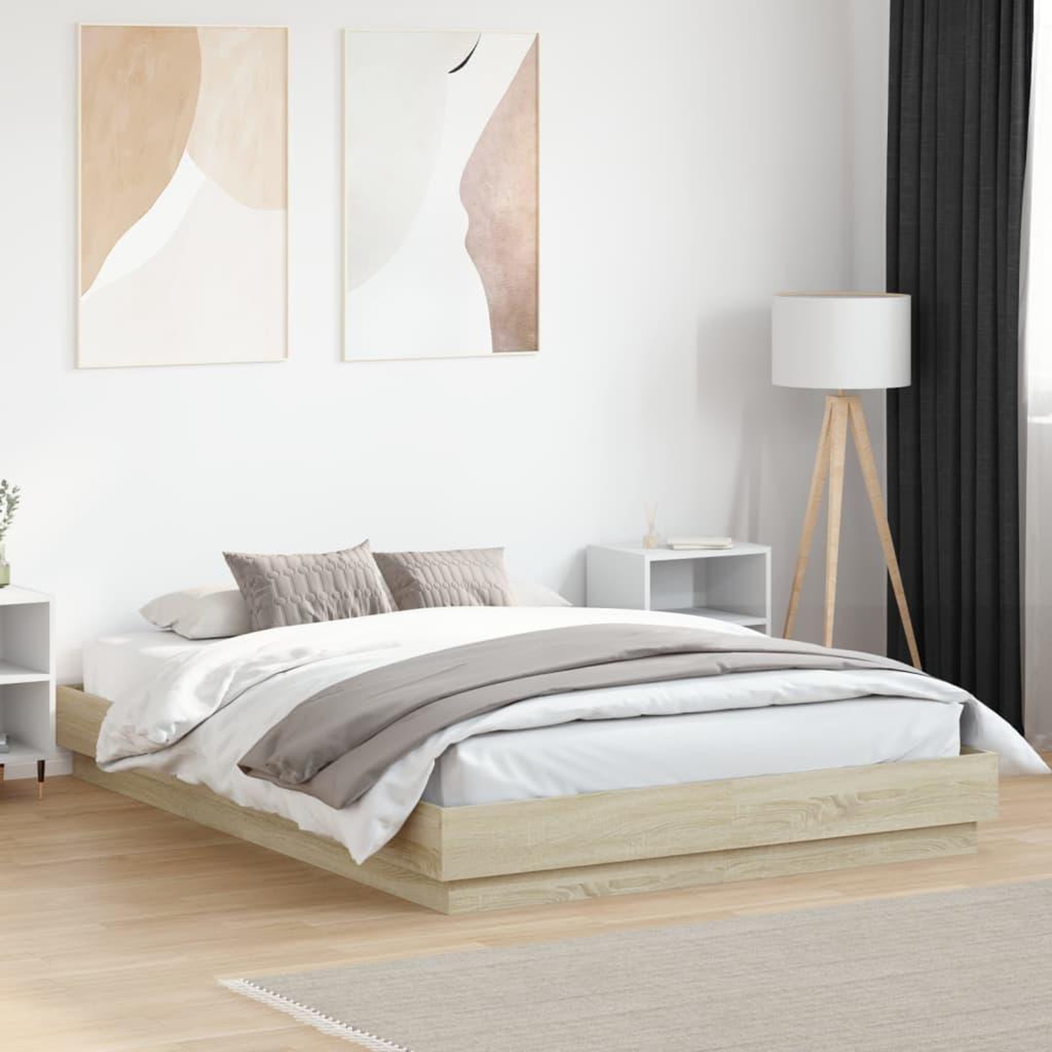 VIDAXL Cadre de lit avec LED sans matelas chene sonoma 120x200 cm