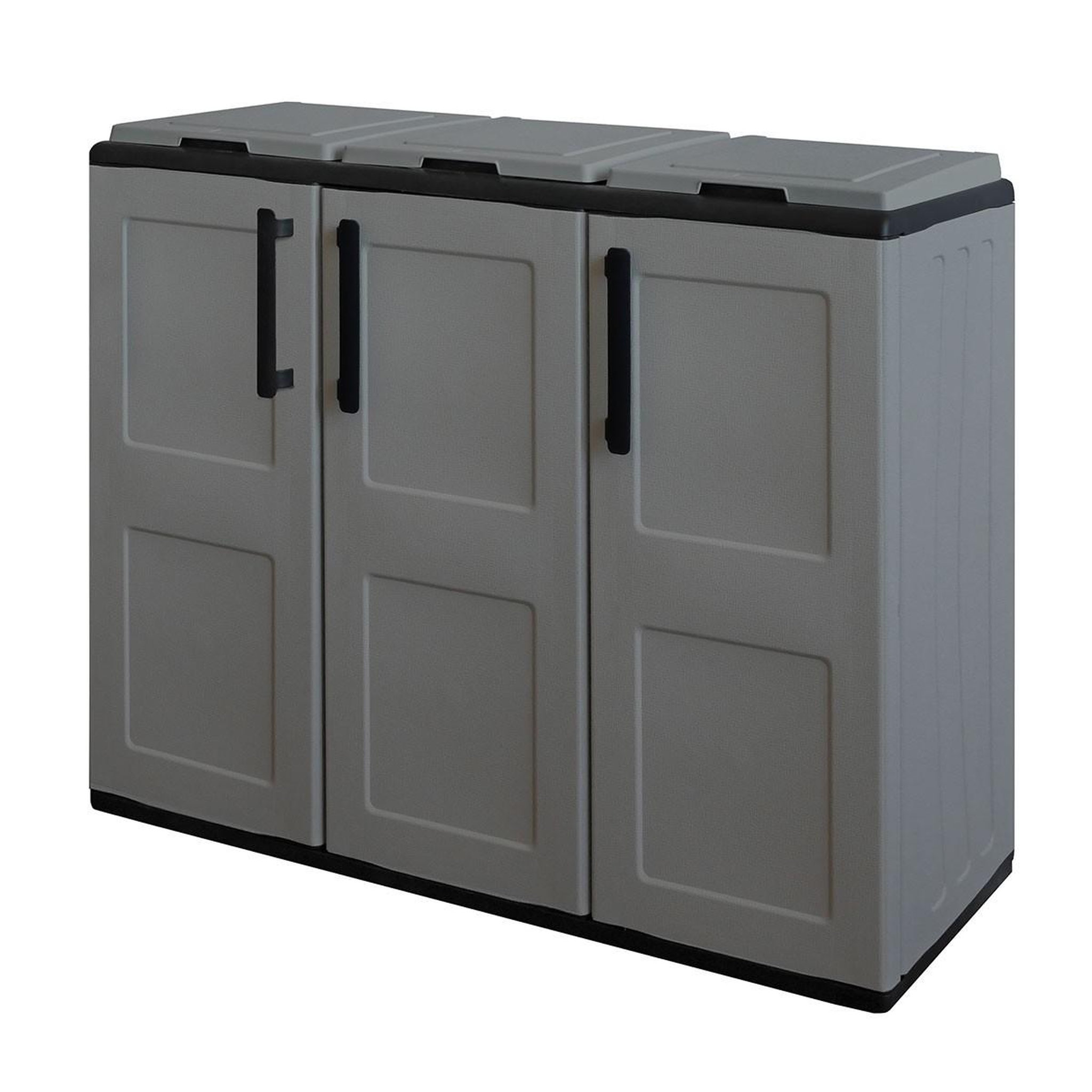 Voir la diapositive 1 : INTEC Armoire de tri selectif 3 sacs gris - meuble de recyclage int / ext - dimensions 102 x 37 x 84 cm - intec