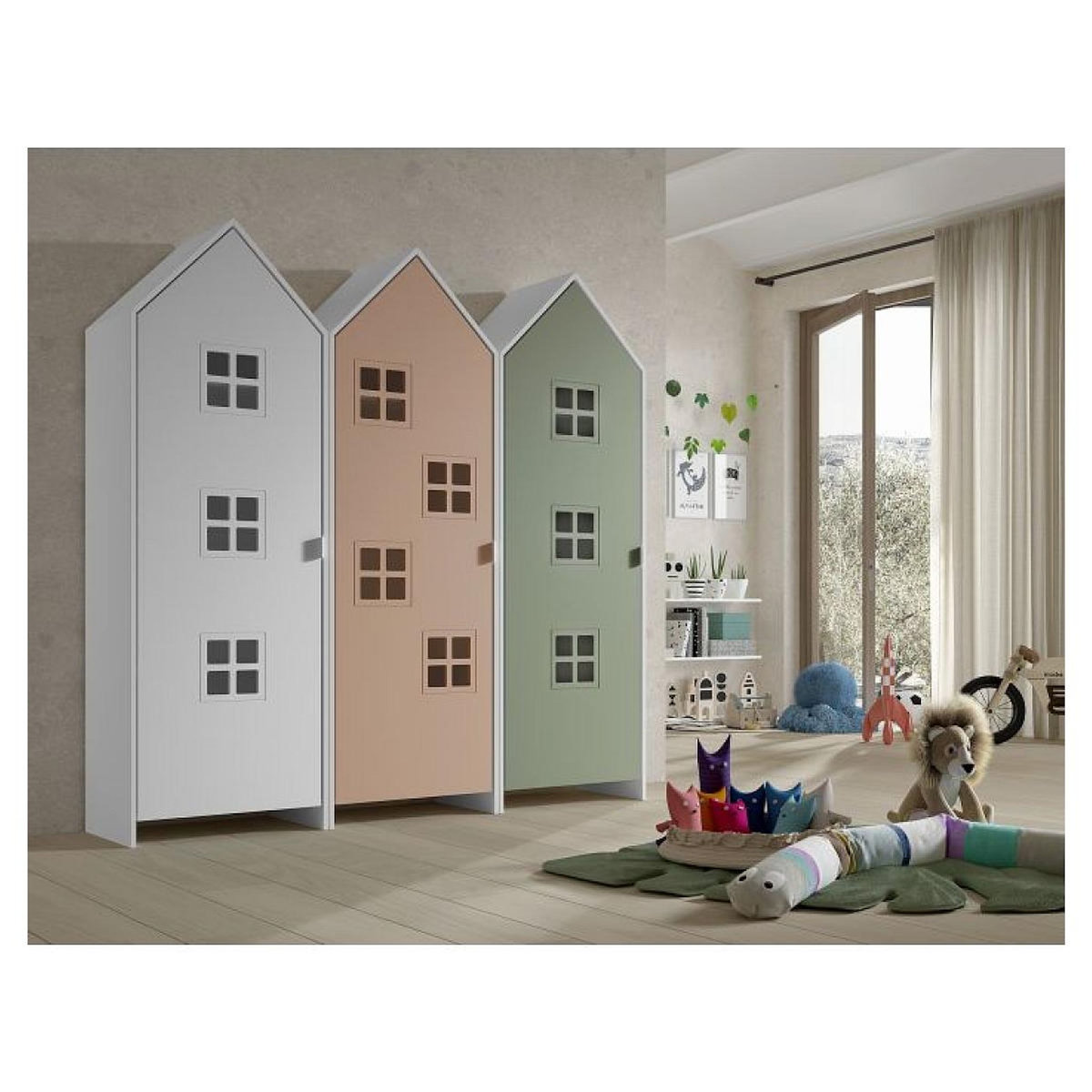 Vipack Combinaison D'armoires 3p Casami Bruges blanc rose vert