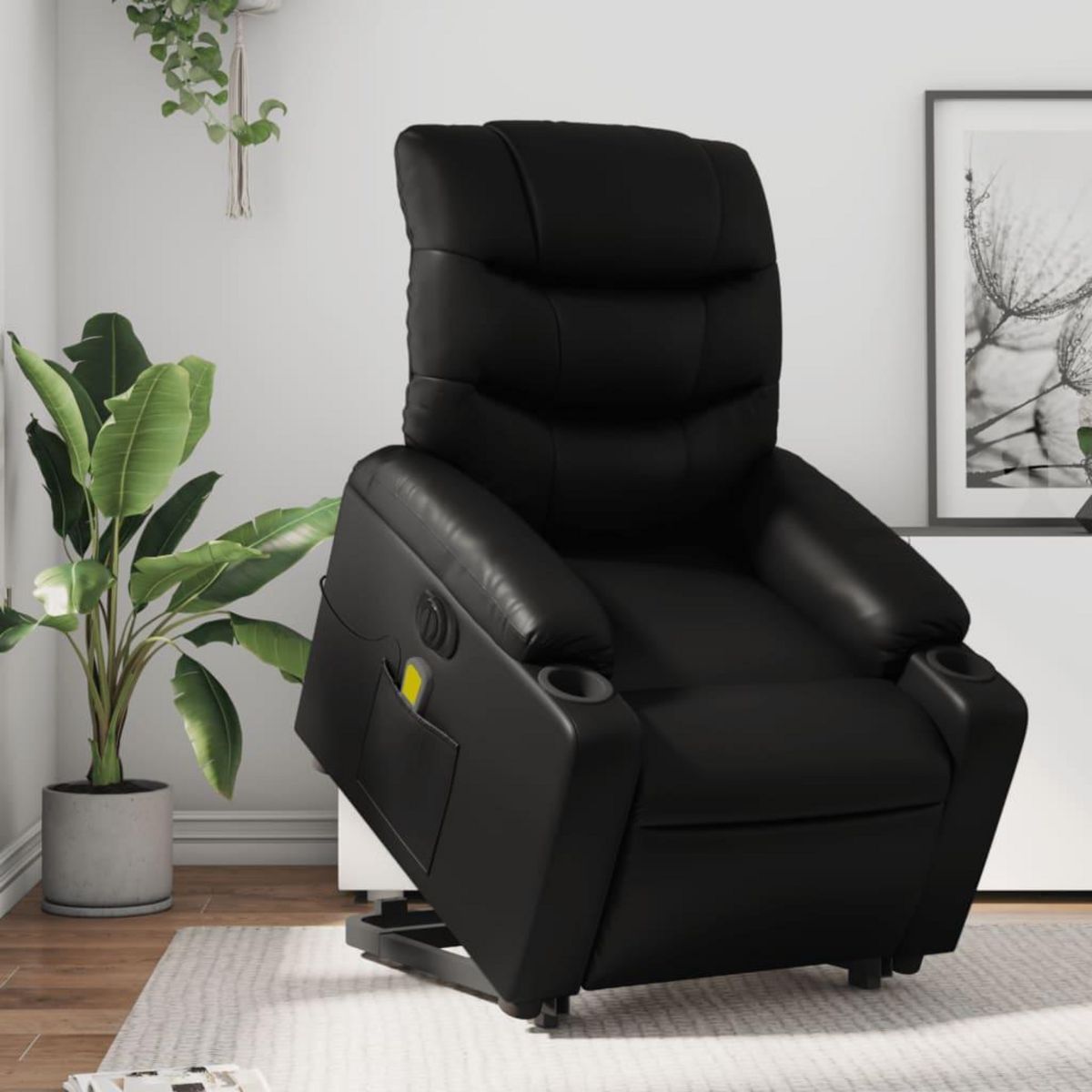 VIDAXL Fauteuil inclinable de massage electrique noir similicuir