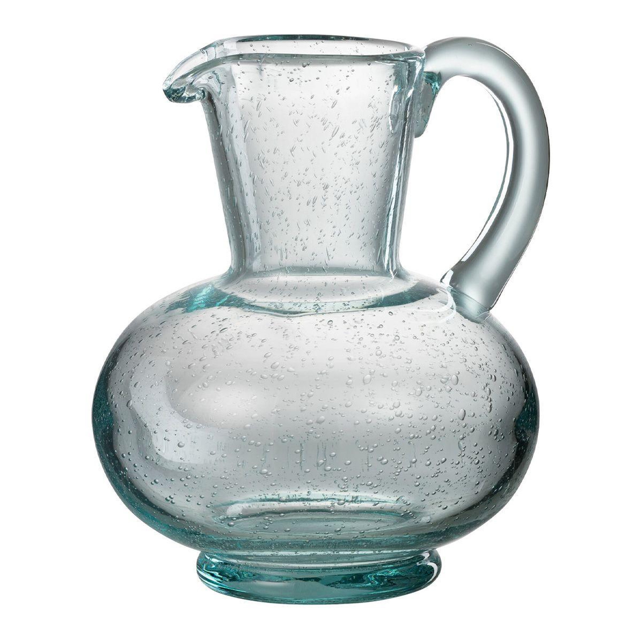 Voir la diapositive 1 : J-LINE Carafe design en verre  boule  21cm bleu