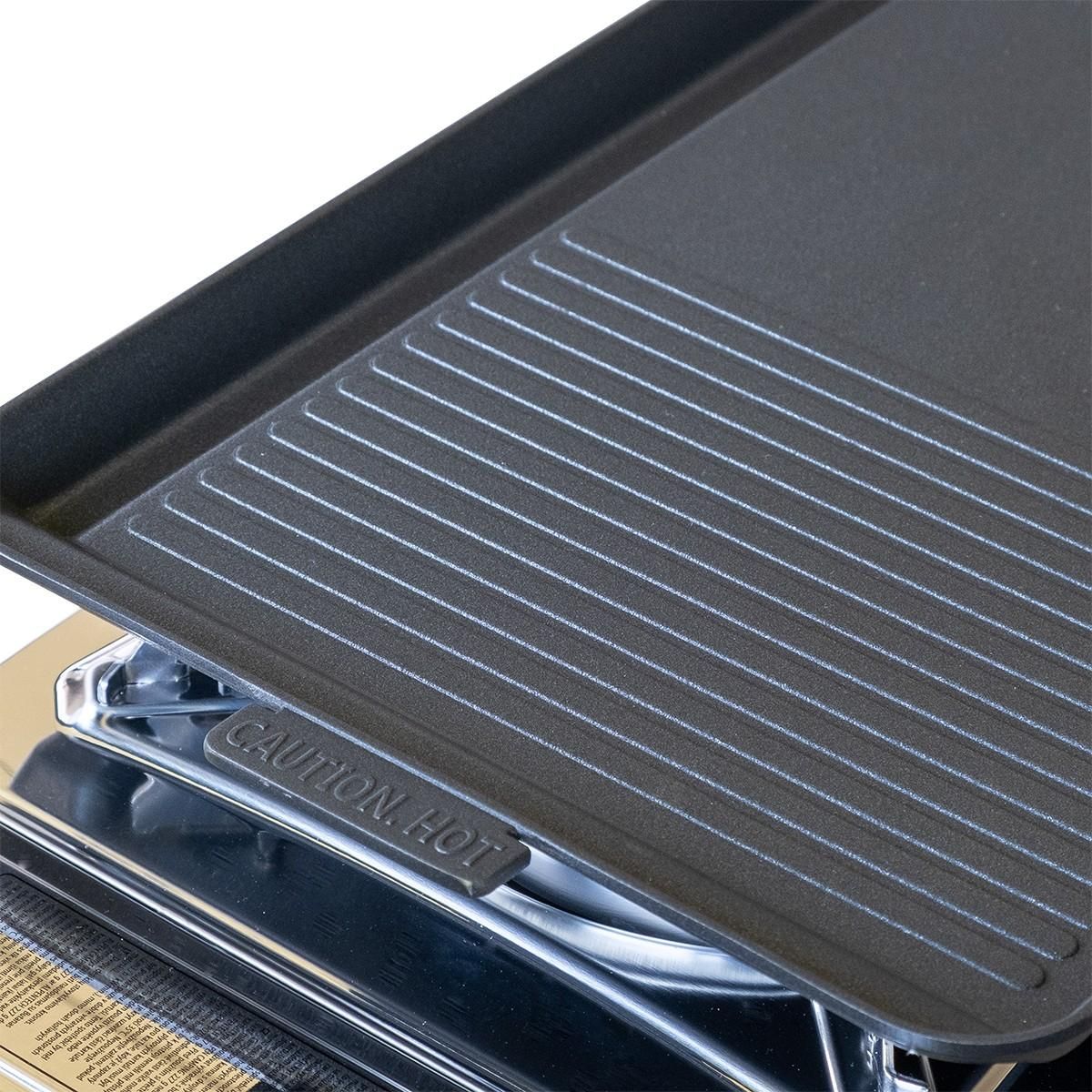 INTEC Kit Plancha Gaz 2en1 Complet - Réchaud 2 feux Inox 4400W + Plaque Grill + 4 Cartouches Gaz Butane Intérieur/Extérieur INTEC