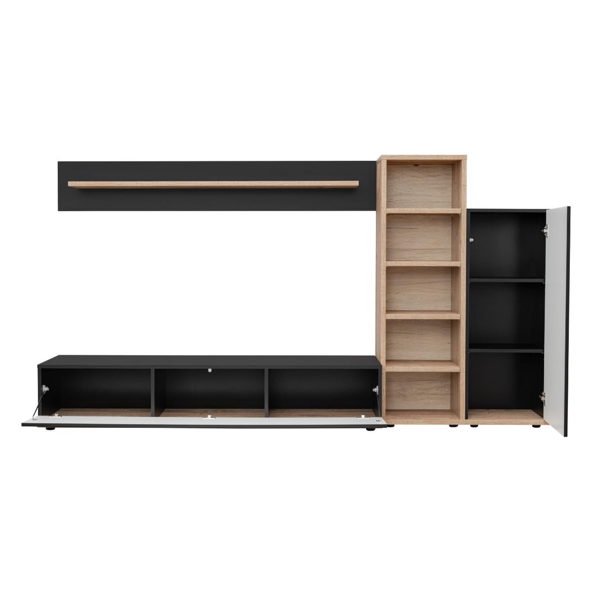 Voir la diapositive 3 : JLC KREATION Ensemble tv mural moderne bois et noir kozy