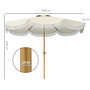 Voir la diapositive 3 : OUTSUNNY Parasol de jardin extérieur parasol inclinable rond Ø2,7 x 2,4 m parasol droit avec ouverture fermeture manivelle, franges, toile 180 g/m² protection UPF 30+, pour balcon, terrasse, bleu