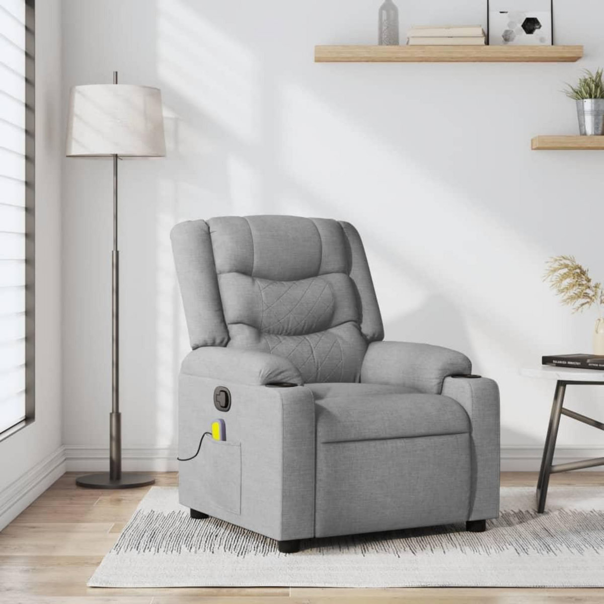 VIDAXL Fauteuil de massage inclinable Gris clair Tissu