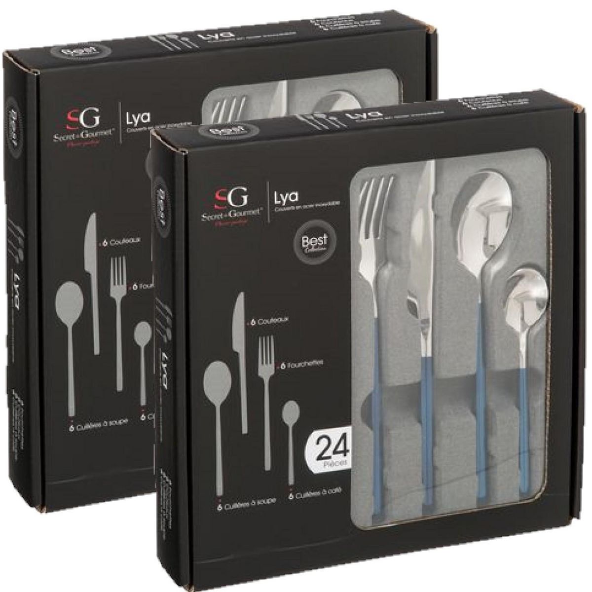 TOILINUX Lot de 2 Ménagères Lya en Acier Inoxydable - 48 Couverts