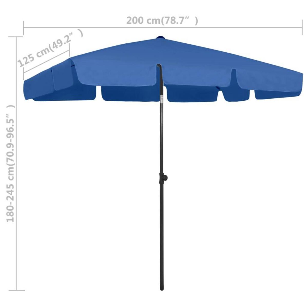 VIDAXL Parasol de plage bleu azure 200x125 cm