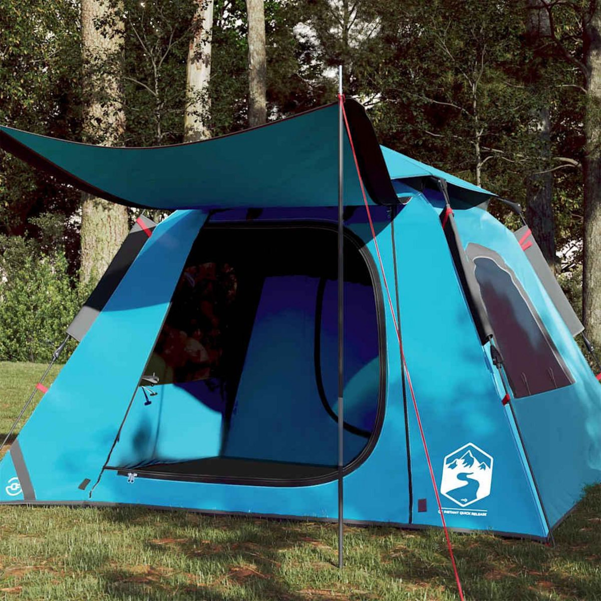 VIDAXL Tente de camping a dome 4 personnes bleu liberation rapide