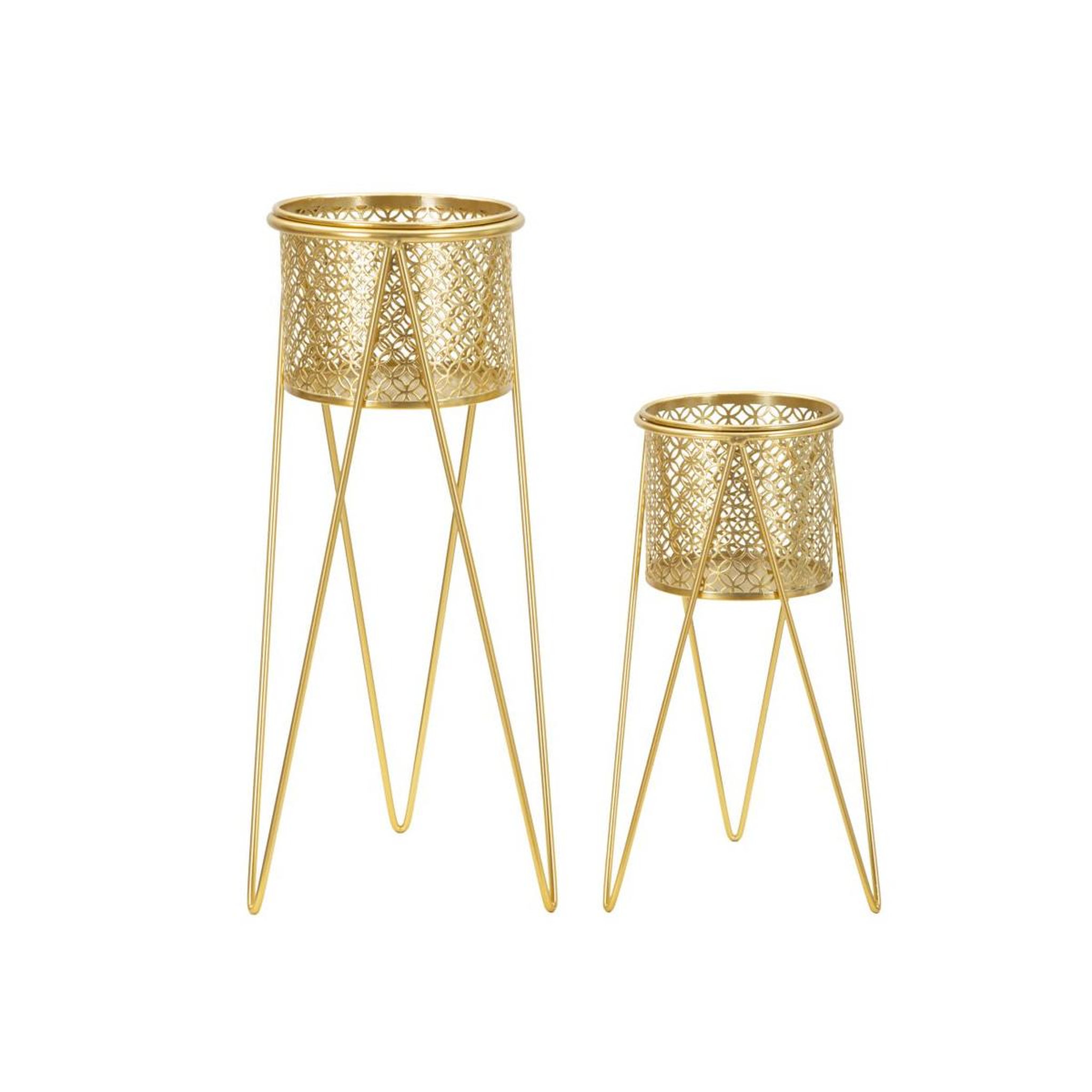 Paris Prix Lot de 2 cache-pots sur pied  mara  46cm or