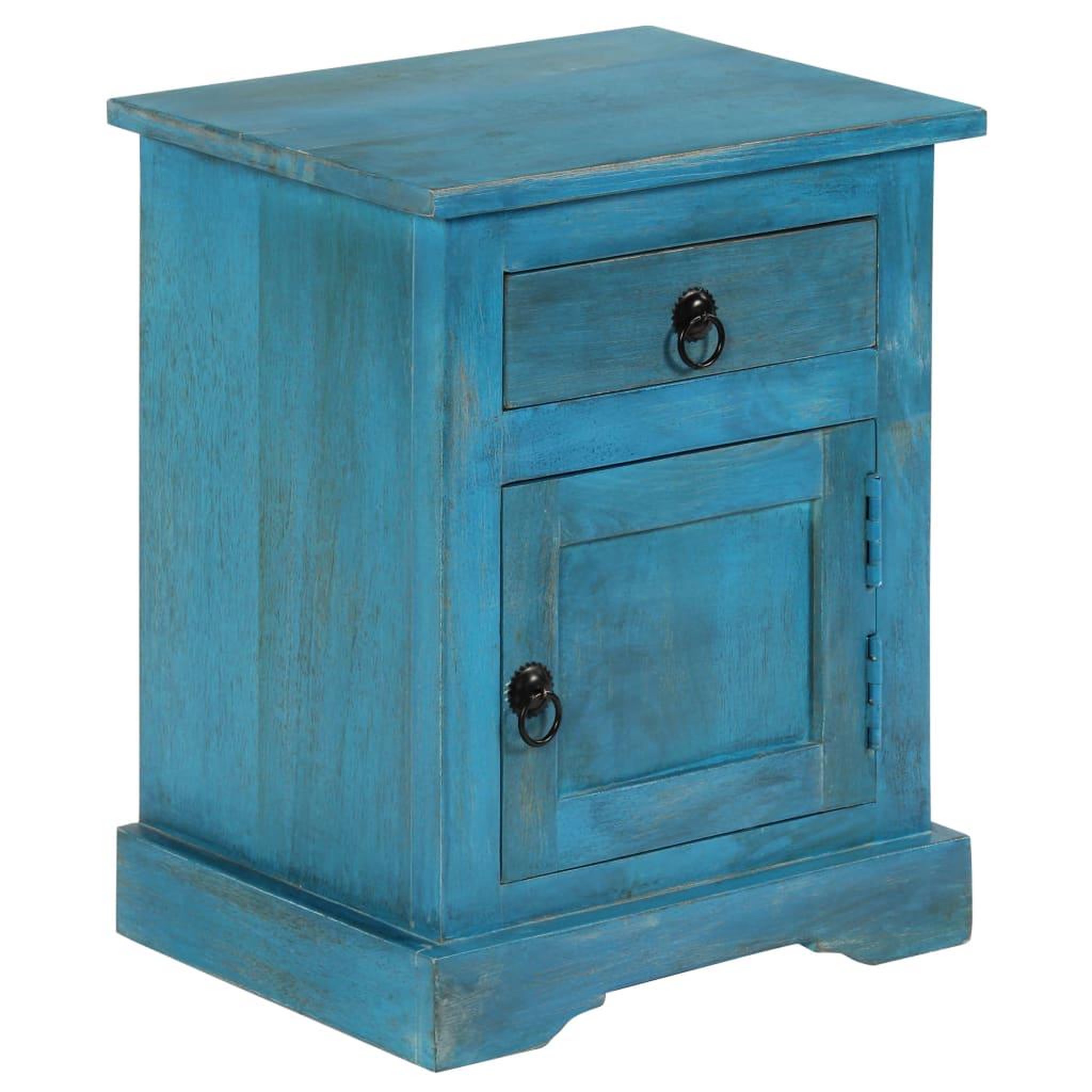 Voir la diapositive 4 : VIDAXL Table de chevet bois de manguier massif 40x30x50 cm bleu