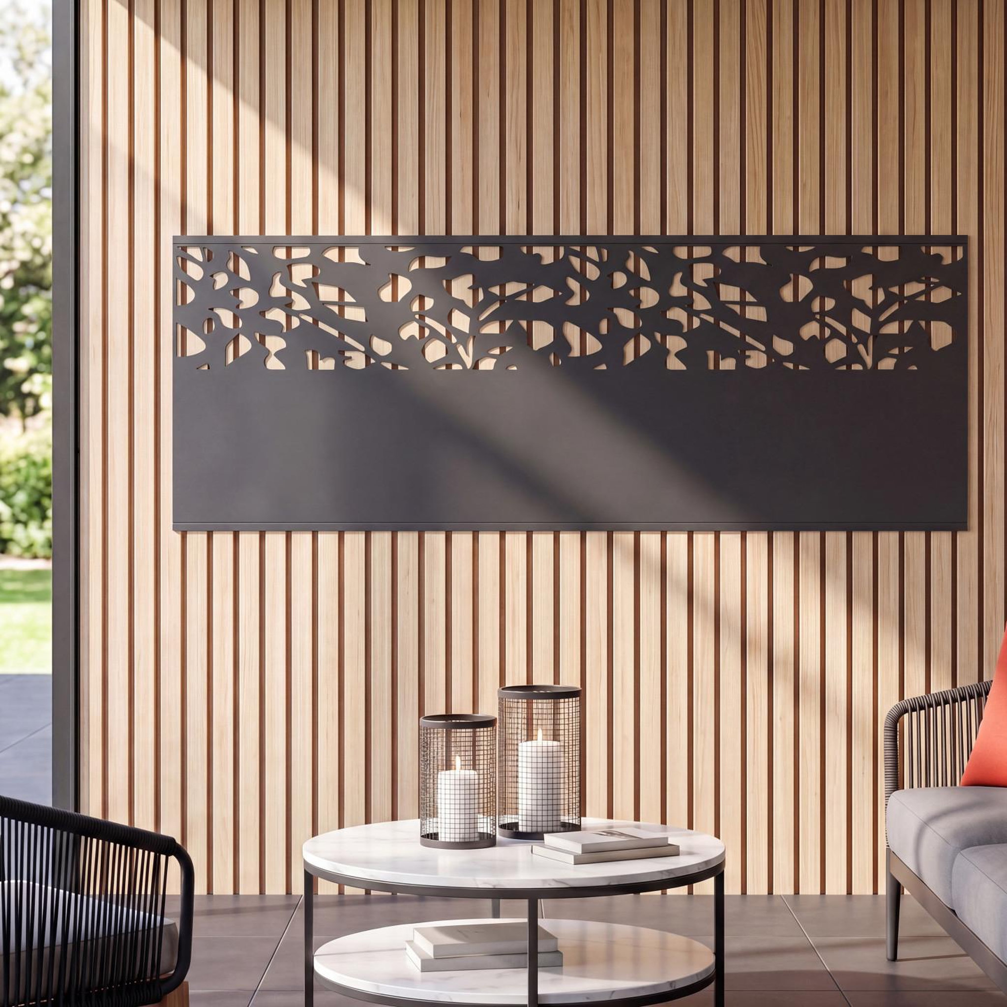 Voir la diapositive 6 : ID MARKET Panneau décoratif universel 150 x 50 cm flower gris semi ajouré sur le côté