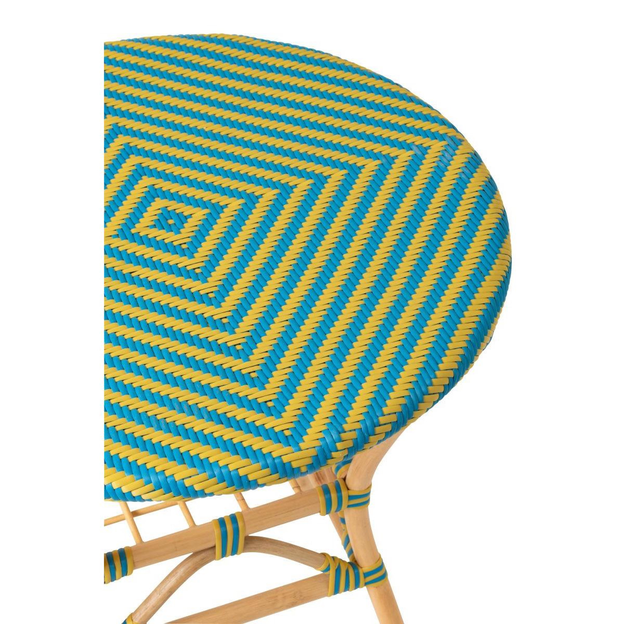 Voir la diapositive 3 : J-LINE Table à manger en rotin  geo  75cm jaune & bleu