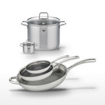 ELO Lot Poêles 32cm, 28cm, 24cm et Faitouts 26cm, 12cm Elo Relief Evolution