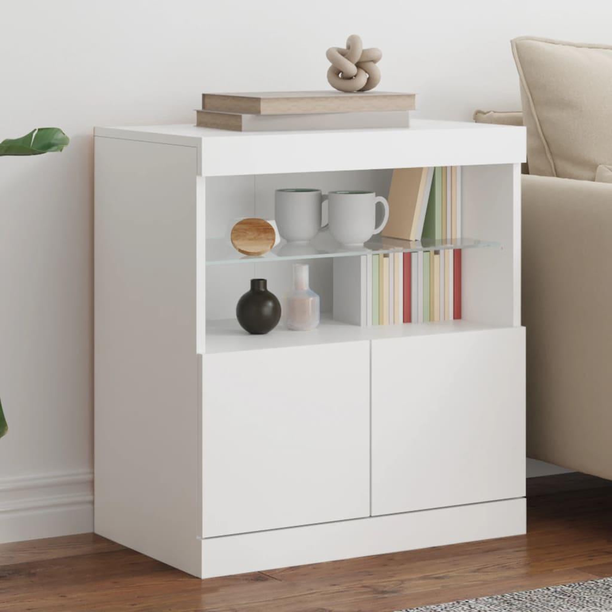 VIDAXL Buffet avec lumieres LED blanc 60x37x67 cm