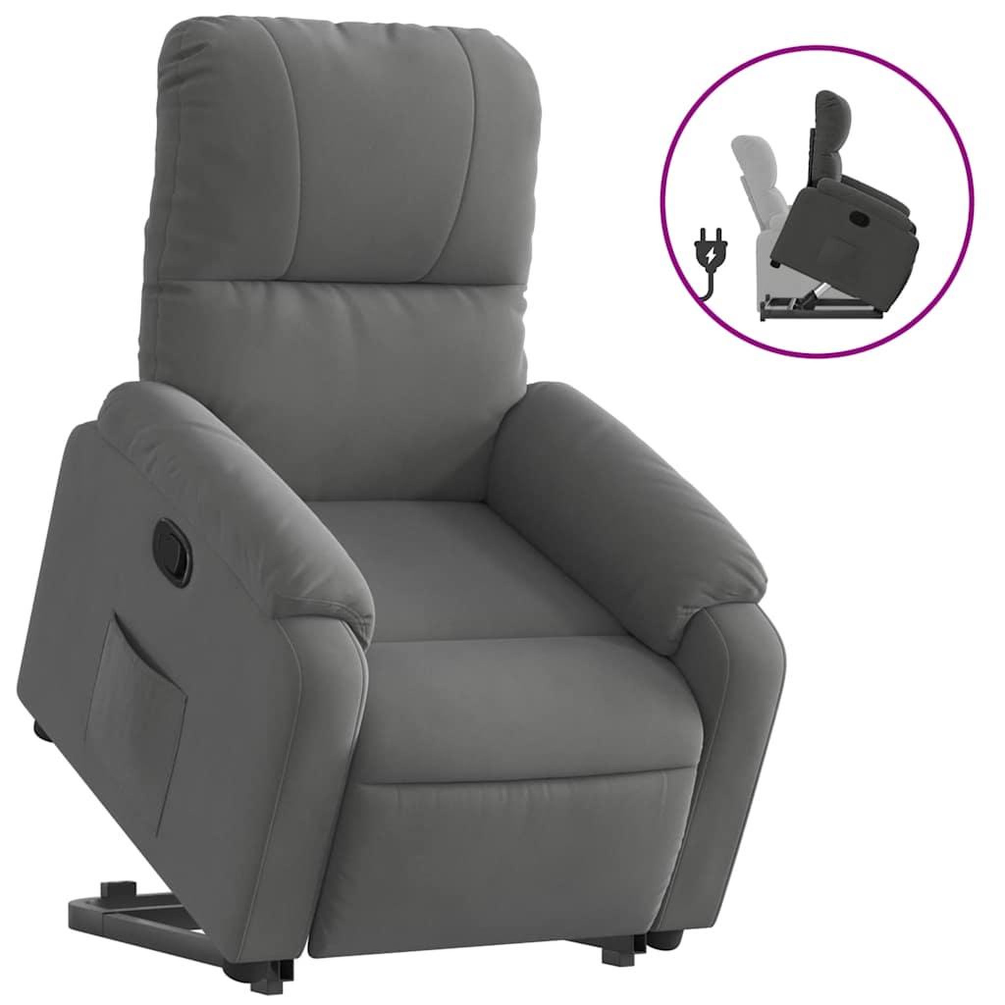 Voir la diapositive 2 : VIDAXL Fauteuil inclinable gris fonce tissu microfibre