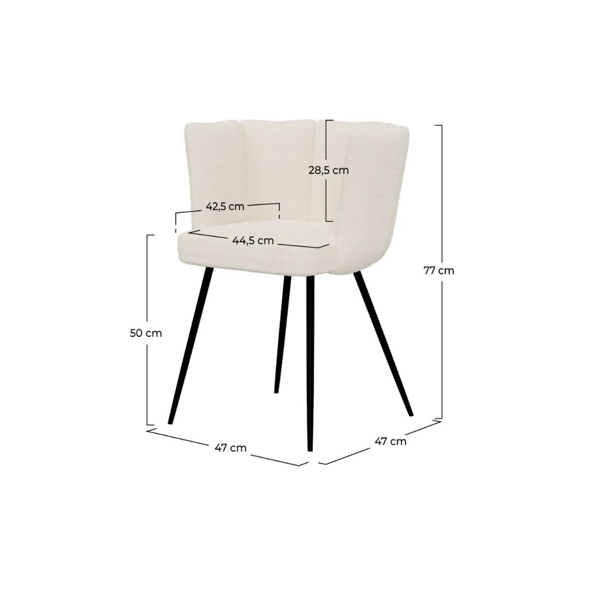 Rendez vous déco Lot de 2 chaises en tissu bouclé beige et pieds en métal - Cosette