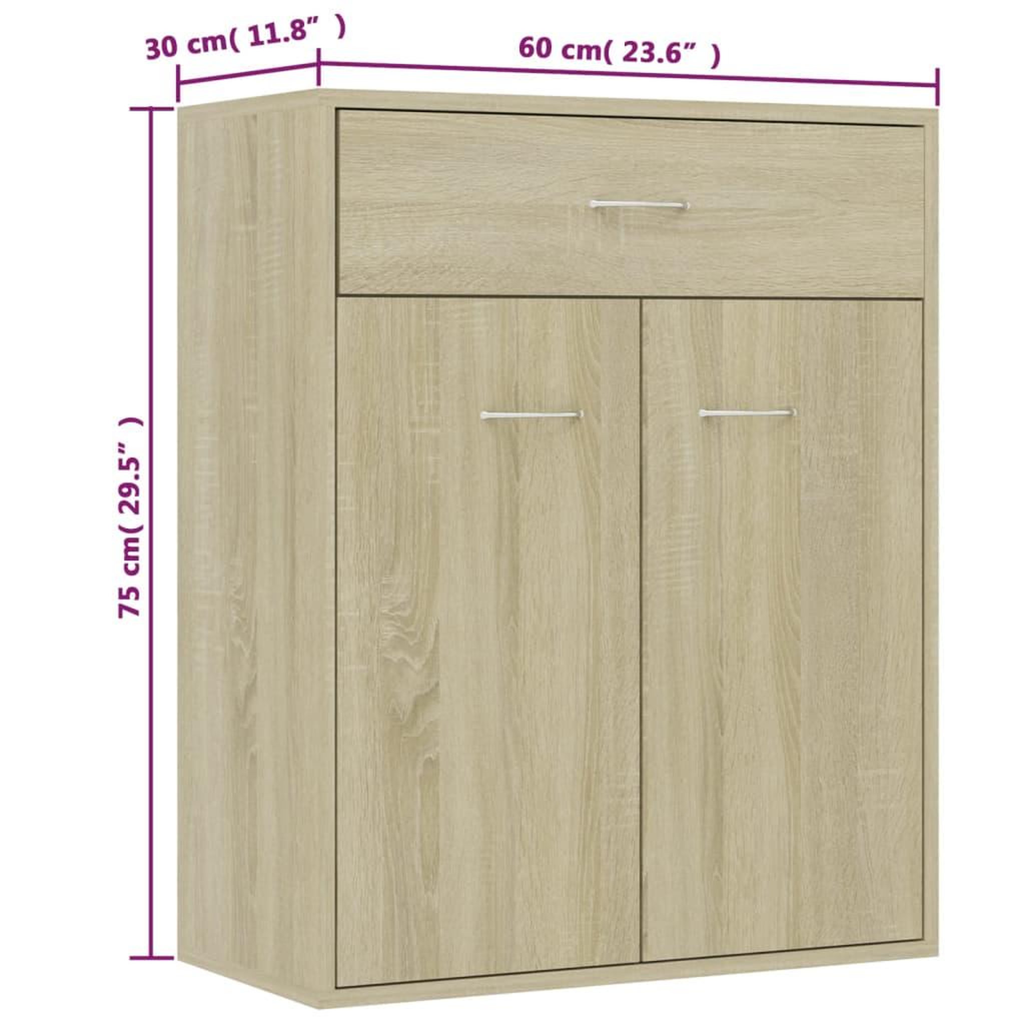 Voir la diapositive 6 : VIDAXL Buffet Chene sonoma 60x30x75 cm Bois d'ingenierie