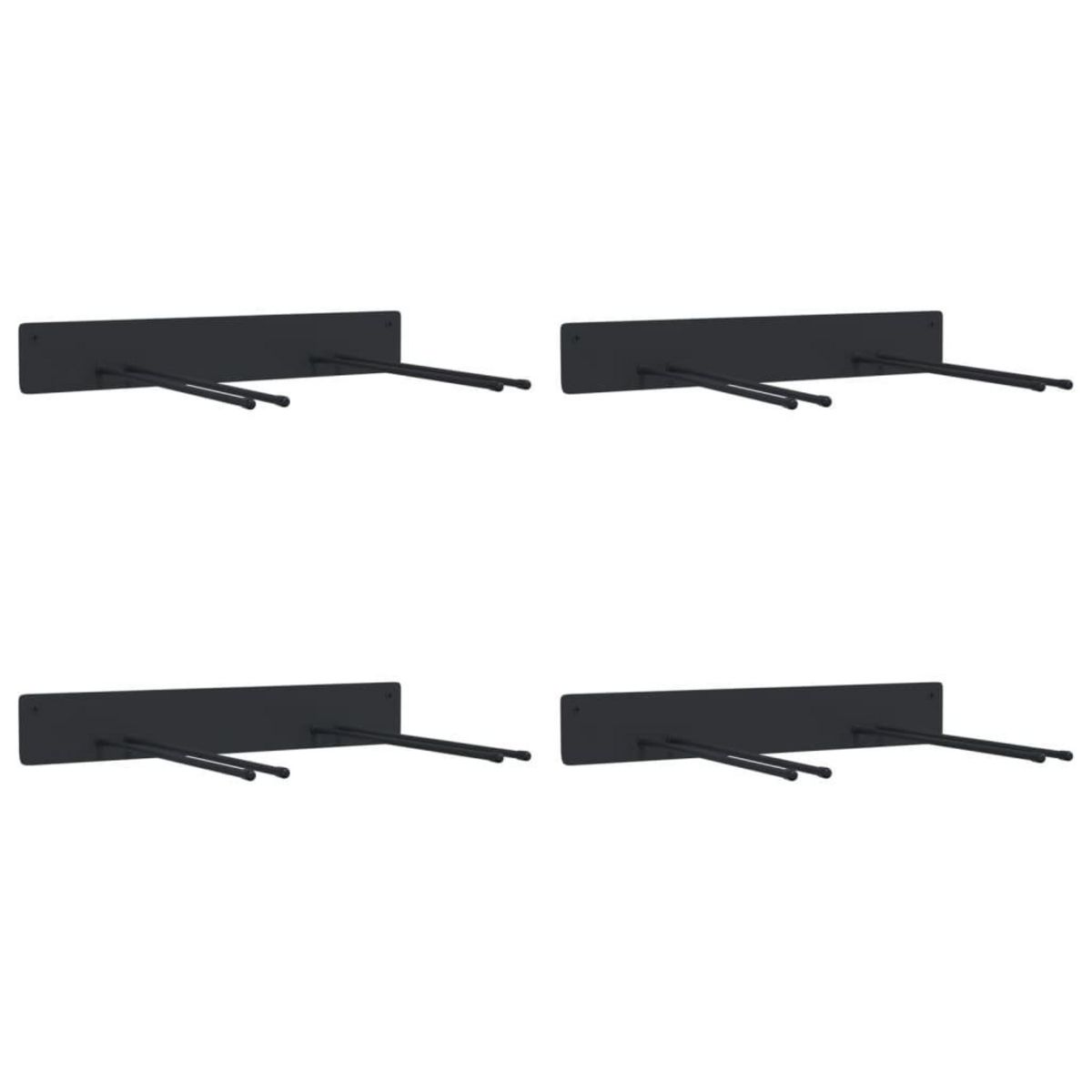 VIDAXL Supports muraux pour outils de jardin 4 pcs noir acier