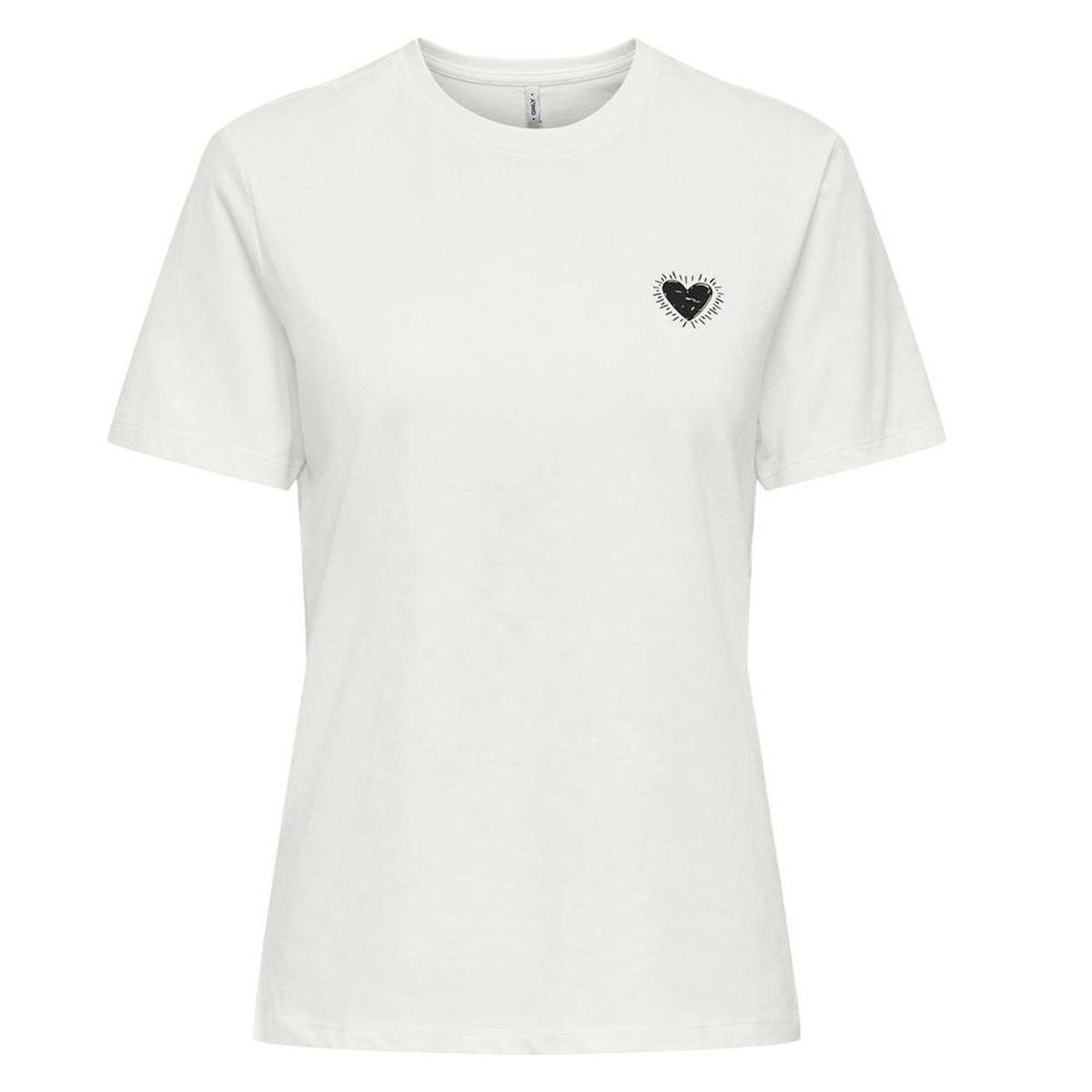 Only T-Shirt Blanc/Noir Femme Only Heart