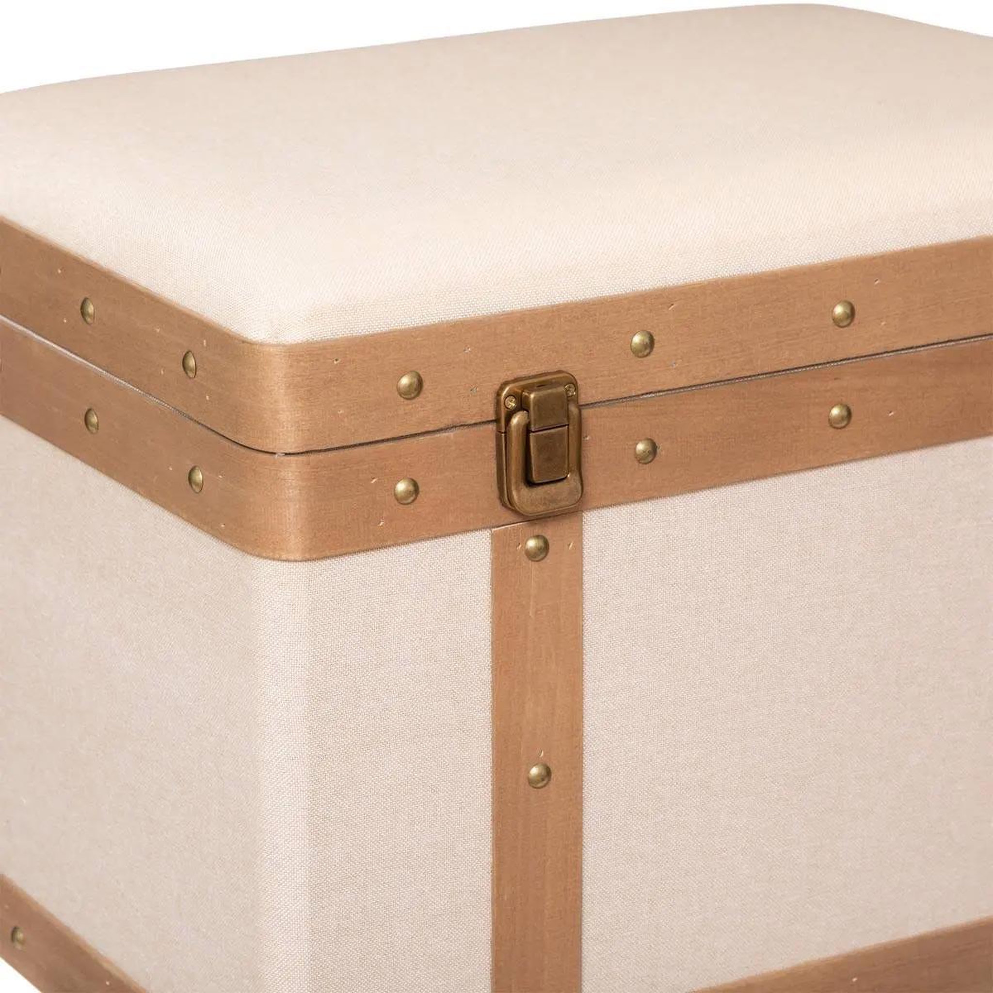 Voir la diapositive 3 : ATMOSPHERA Lot de 3 Malles Vintage  Norah  50cm Lin