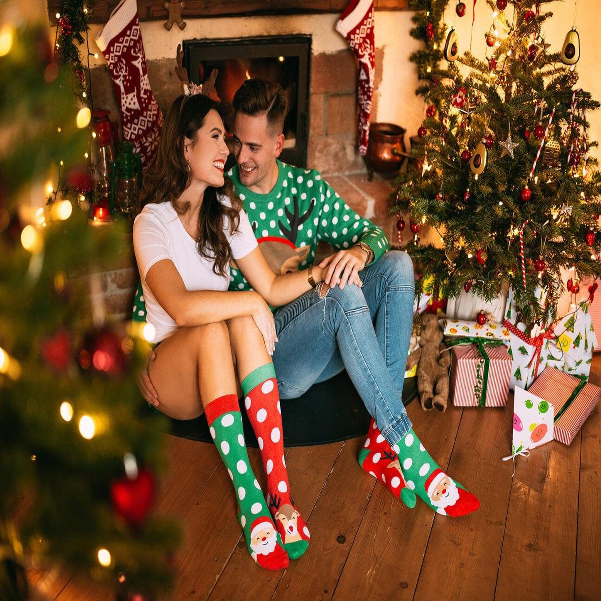 Voir la diapositive 3 : DEDOLES Chaussettes chaudes père-noël et rudolph