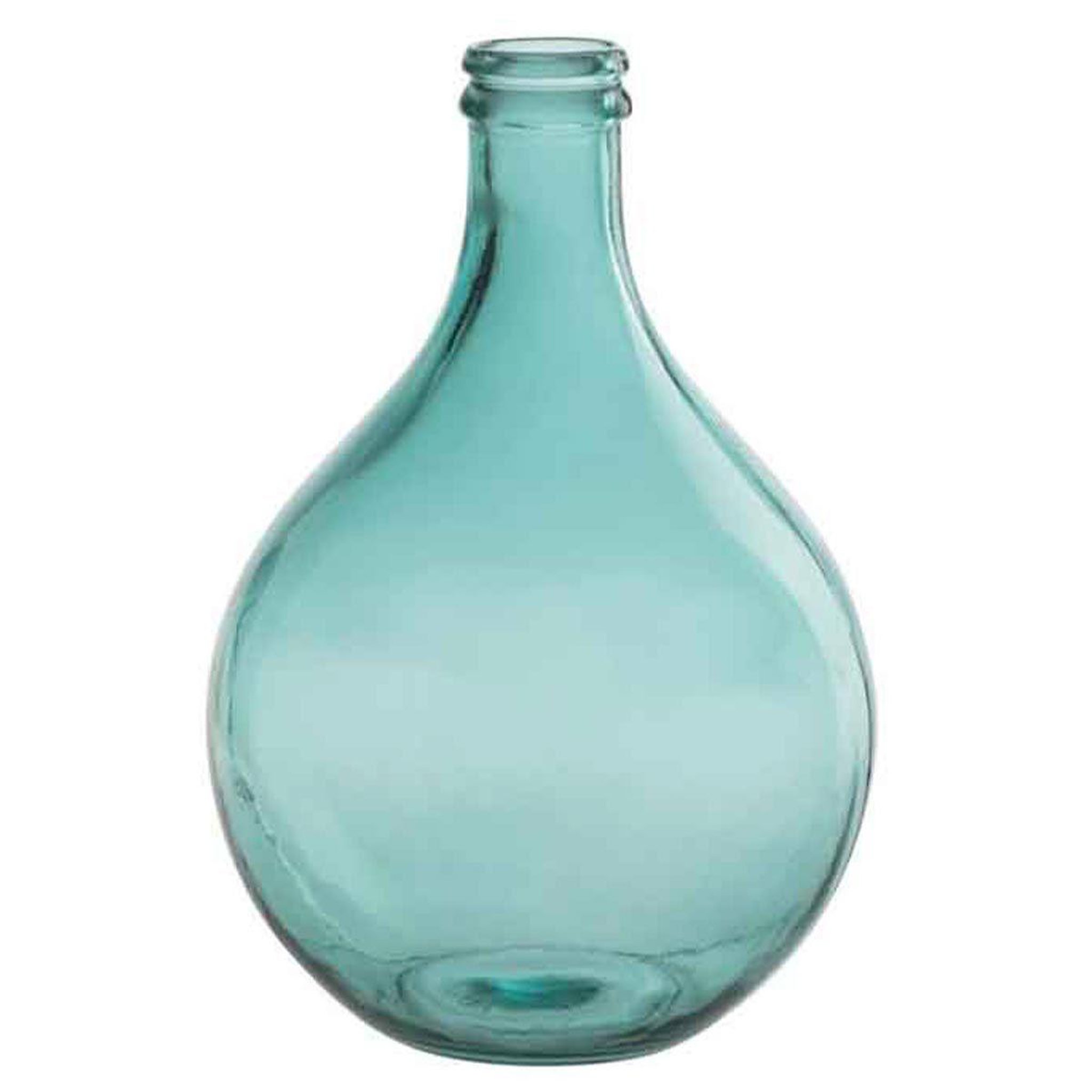 J-LINE Vase Design en Verre  Bouteille  43cm Bleu Azur