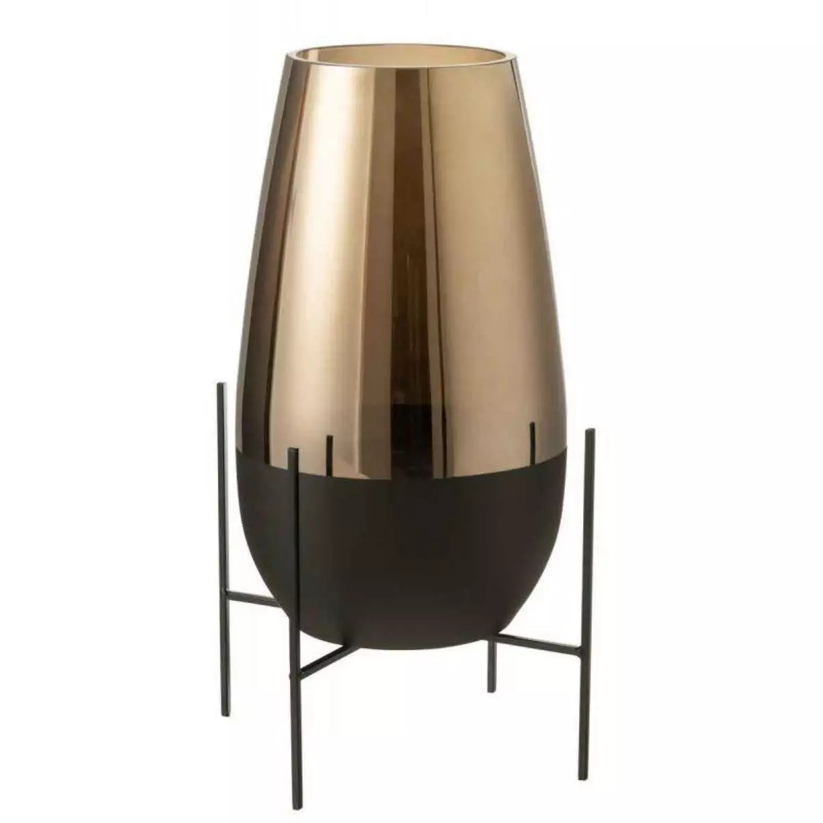 Paris Prix Vase en Verre Design  Milan  48cm Or & Noir