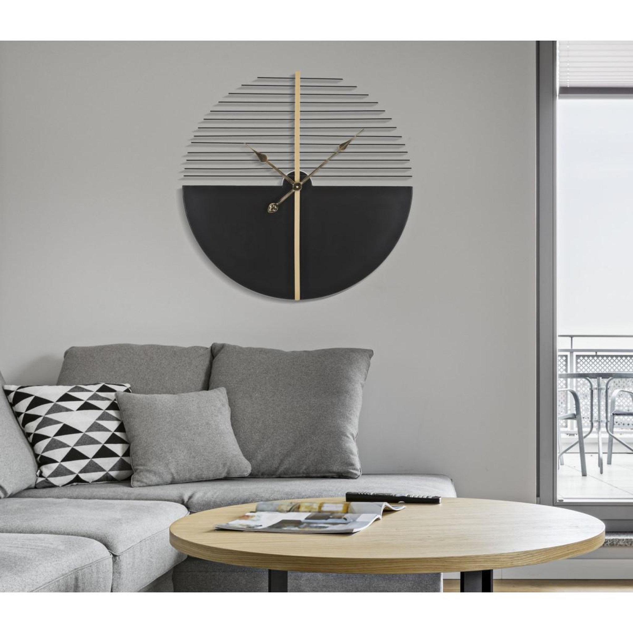 Voir la diapositive 5 : Paris Prix Horloge murale en métal  glam stick  60cm noir & or