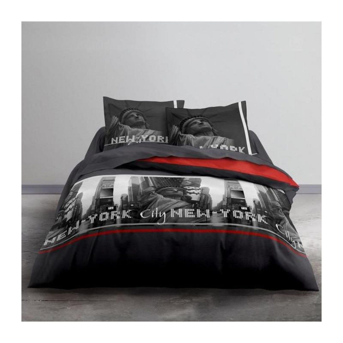 Today TODAY Parure de lit Coton 2 personnes - 220x240 cm - Imprime Rouge Clem