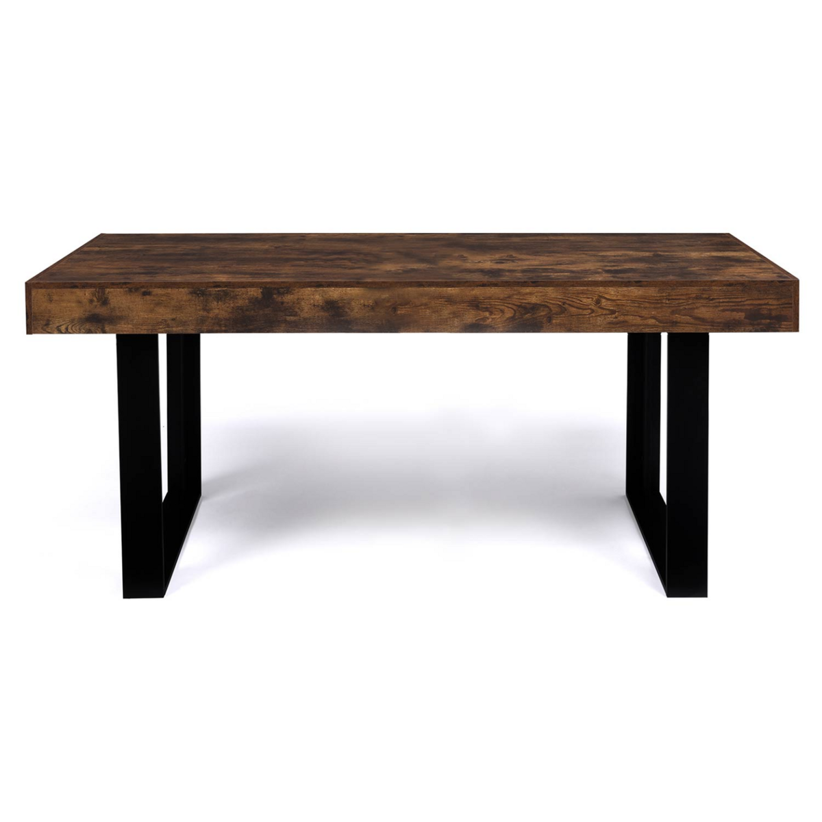 ID MARKET Table à manger rectangle PHOENIX 8 personnes bois effet vieilli et noir 200 cm