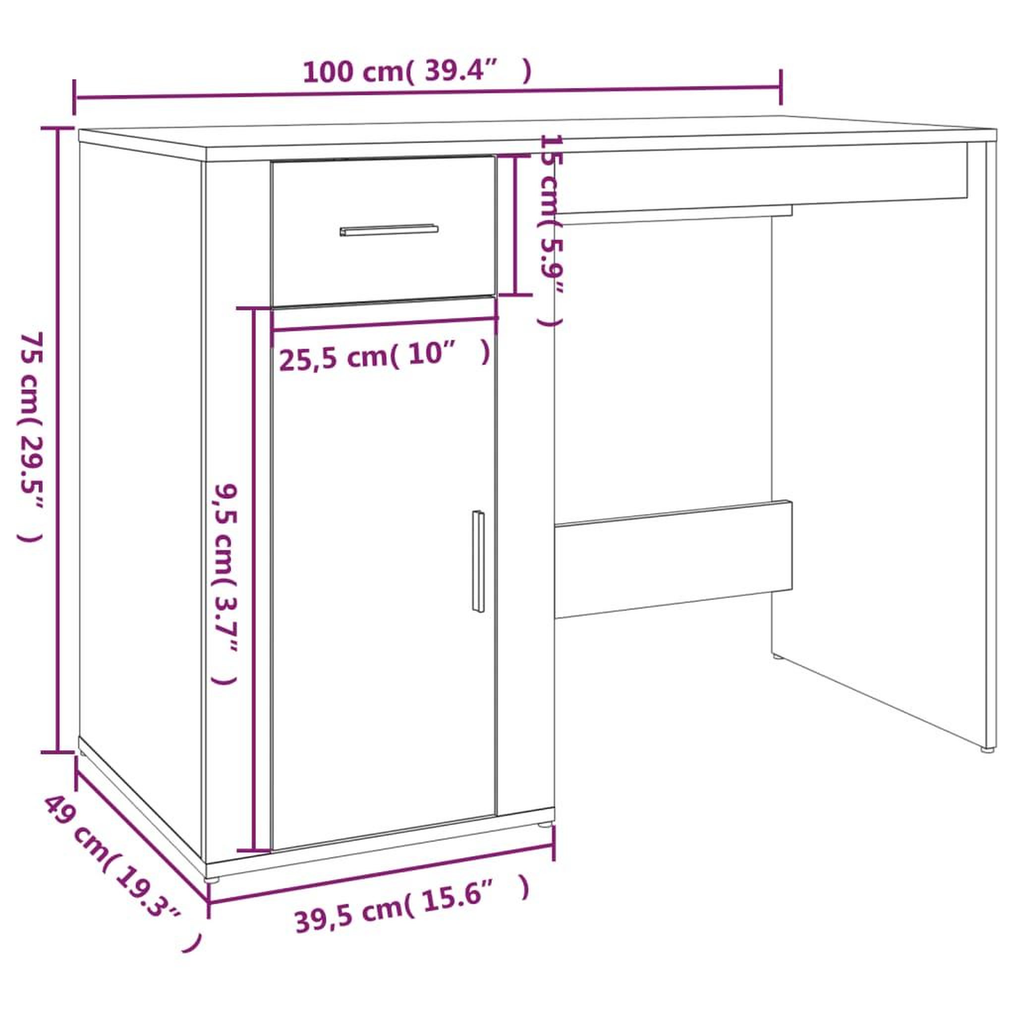 Voir la diapositive 6 : VIDAXL Bureau Chene sonoma 100x49x75 cm Bois d'ingenierie