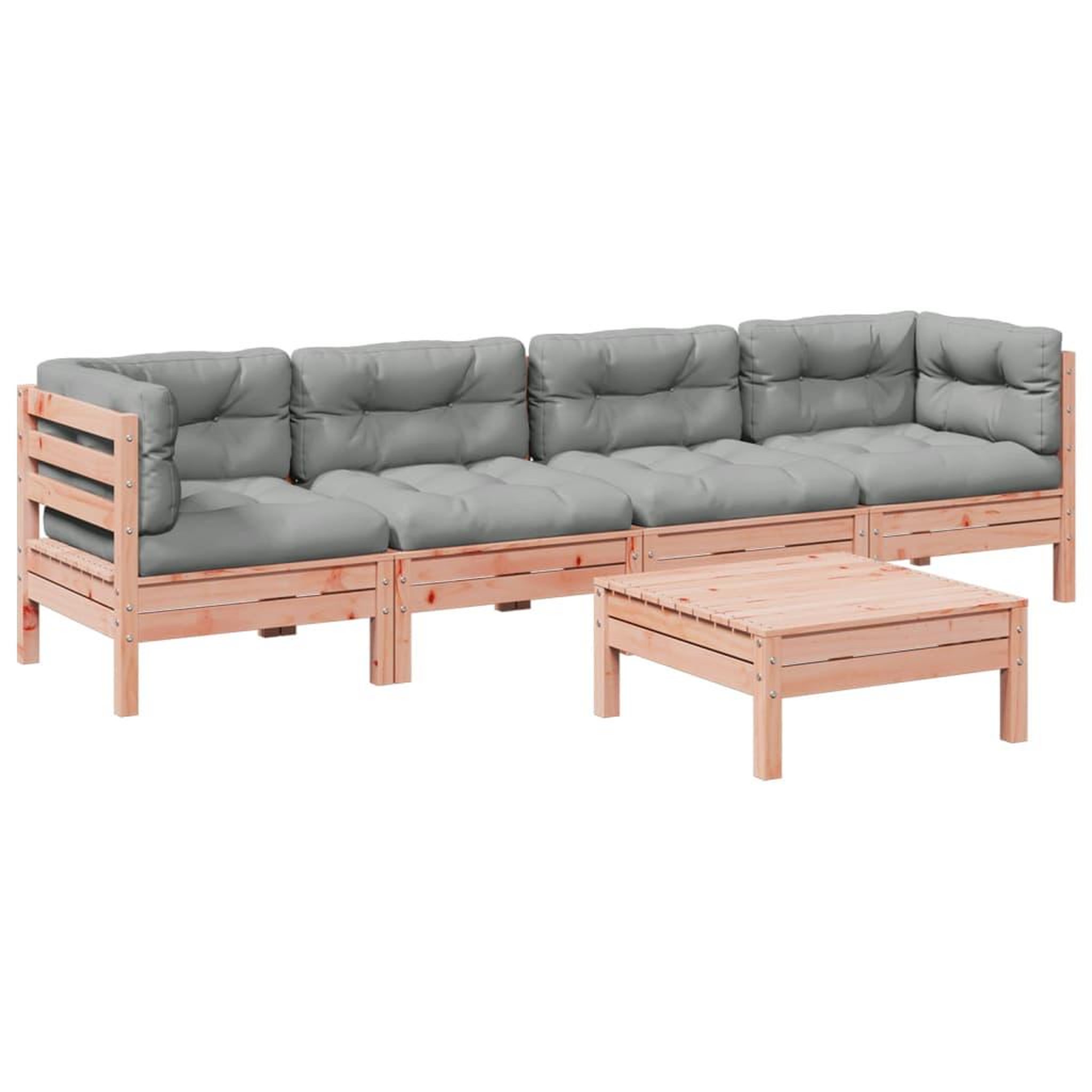 Voir la diapositive 2 : VIDAXL Salon de jardin 5 pcs et coussins bois massif sapin de douglas