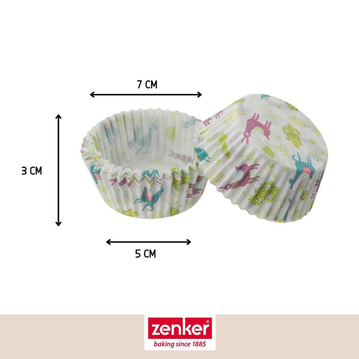 ZENKER Set pâtisserie avec 50 moules à muffins lama en papier, 2 bols à mixer, verre mesureur et spatule Zenker