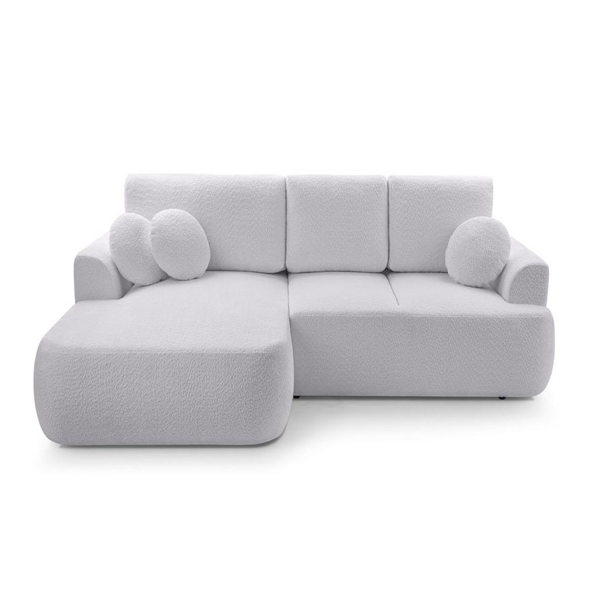 BEST MOBILIER Candela - canapé d'angle gauche 4 places - convertible avec coffre - en tissu bouclette