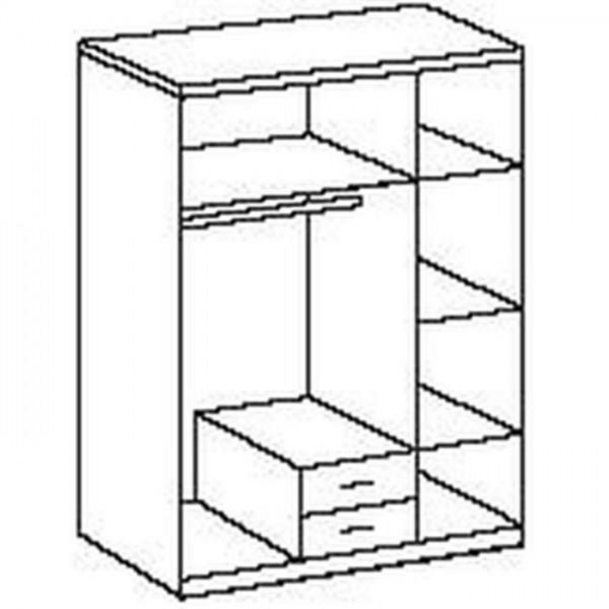 MARKET24 Armoire CORFOU - Décor Chene et gris anthracite + Miroir - 3 portes battantes - 2 tiroirs - L135 x P58 x H199 cm