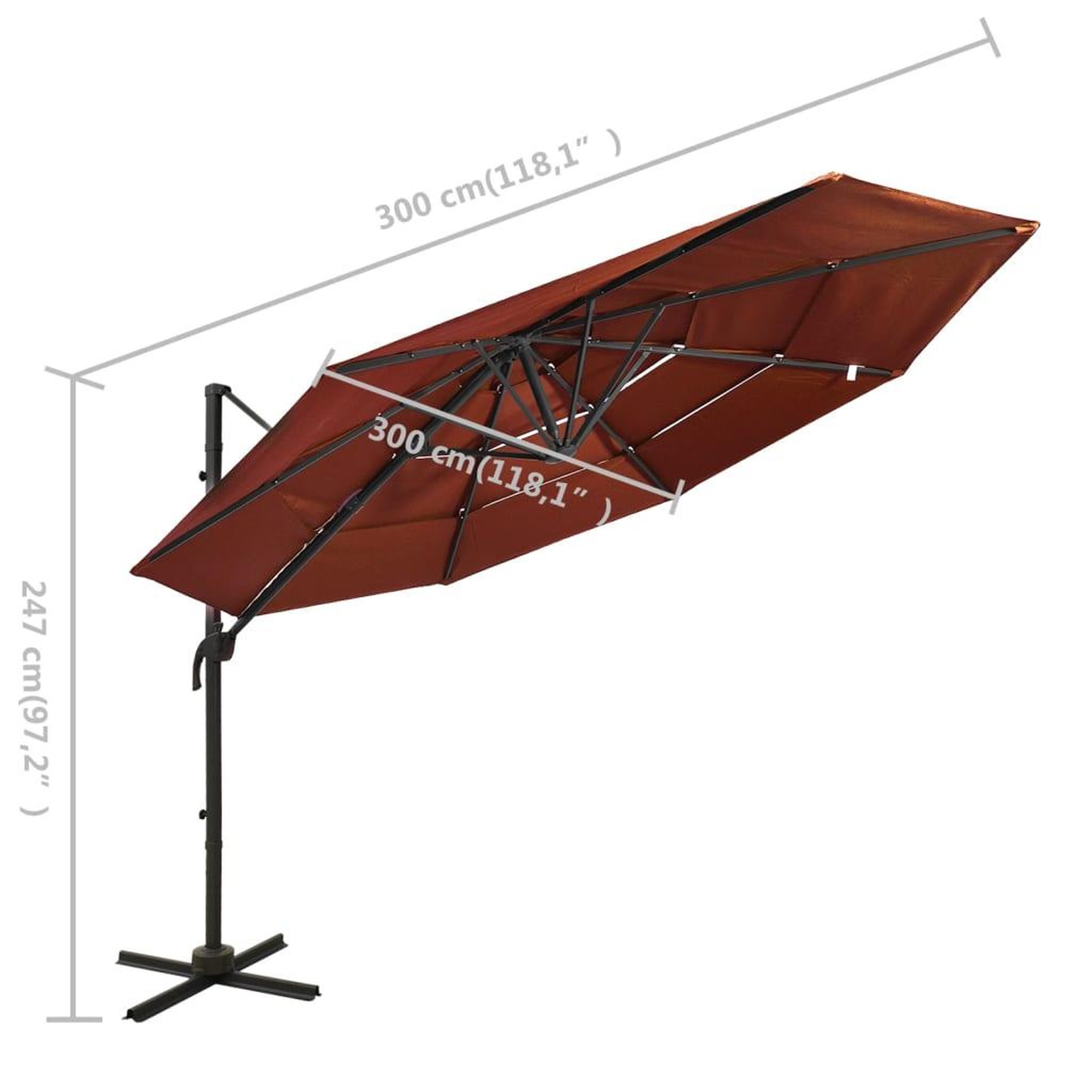 Voir la diapositive 6 : VIDAXL Parasol de jardin a 4 niveaux avec mat en aluminium terre cuite