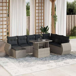 VIDAXL Salon de jardin 9 pcs avec coussins gris clair resine tressee