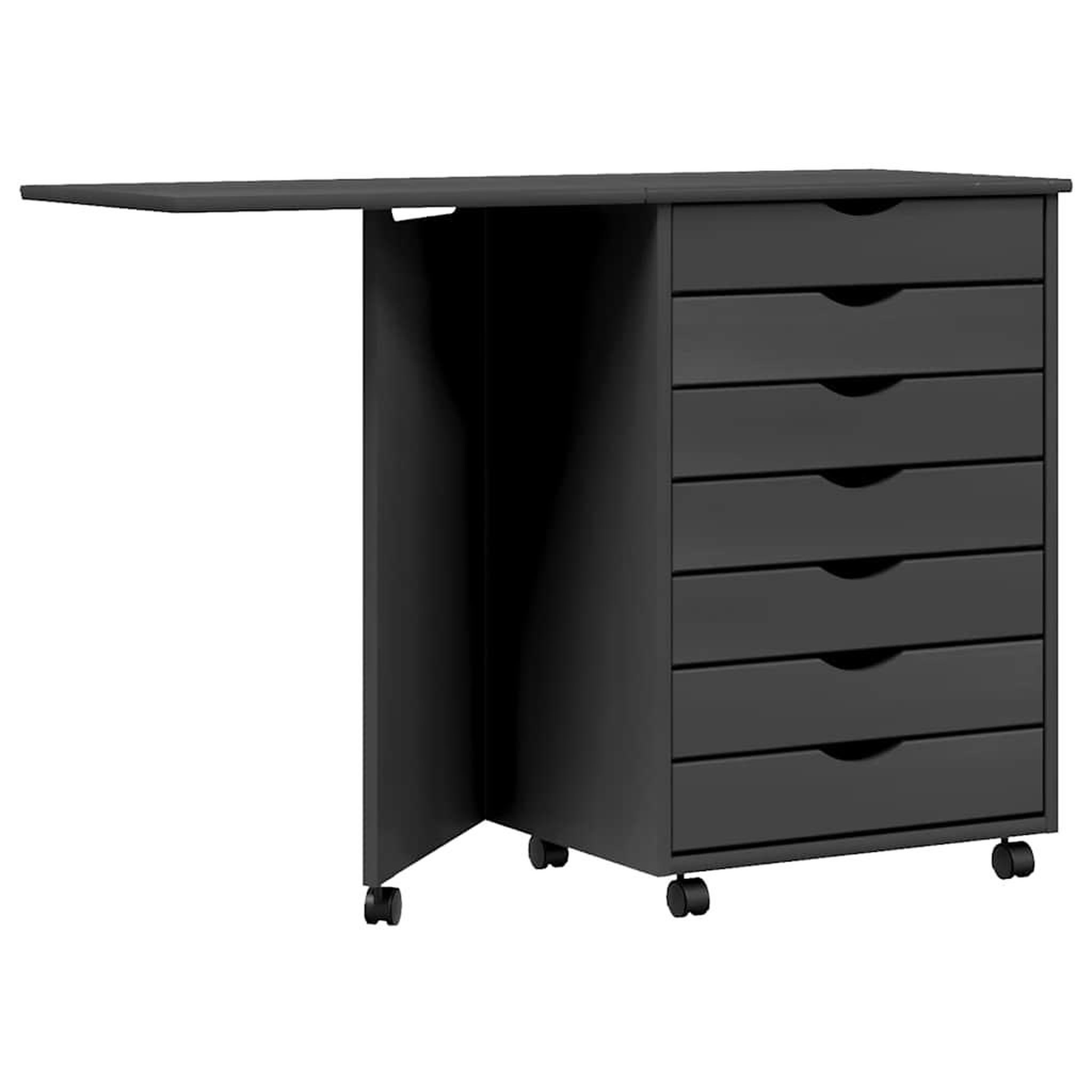 Voir la diapositive 2 : VIDAXL Armoire roulante avec bureau MOSS gris bois de pin solide