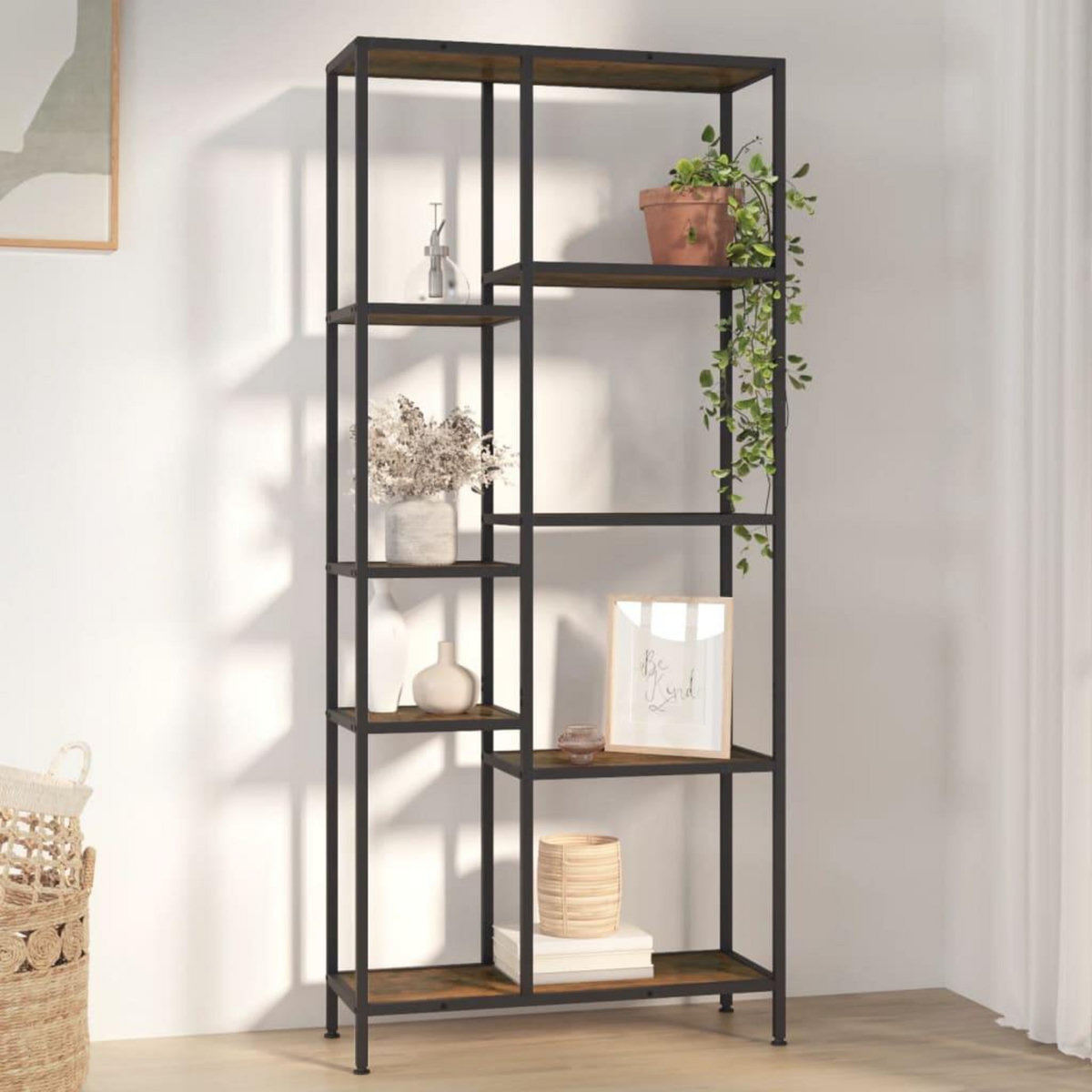 VIDAXL Etagere a livres 80x30x180 cm Acier et bois d'ingenierie