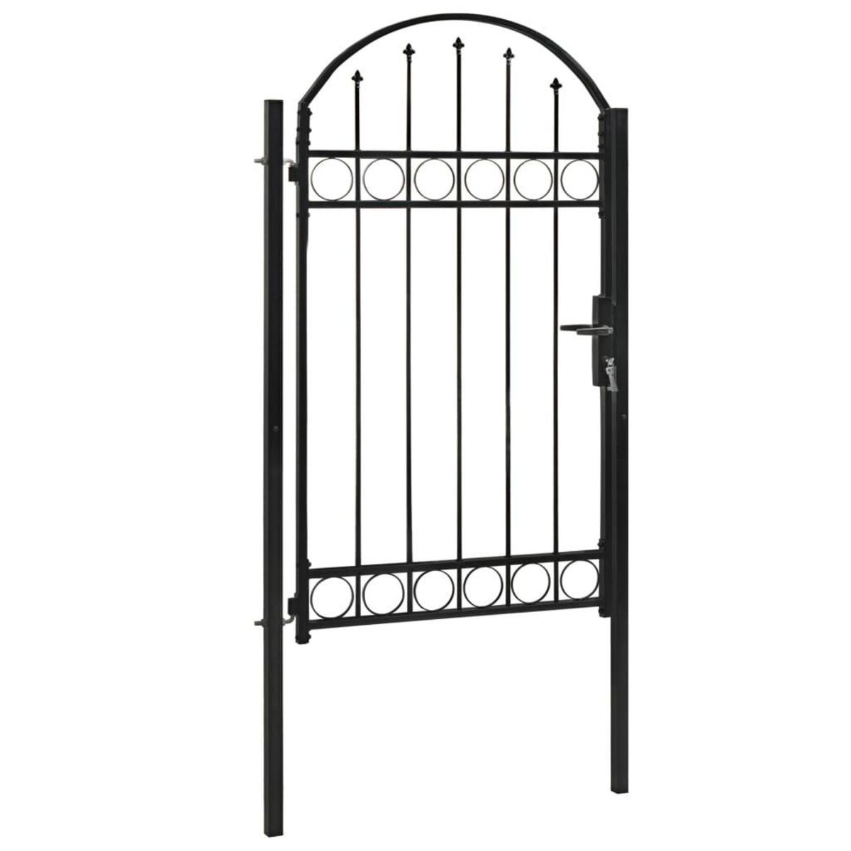 VIDAXL Portail de jardin avec dessus arque Acier 100 x 175 cm Noir