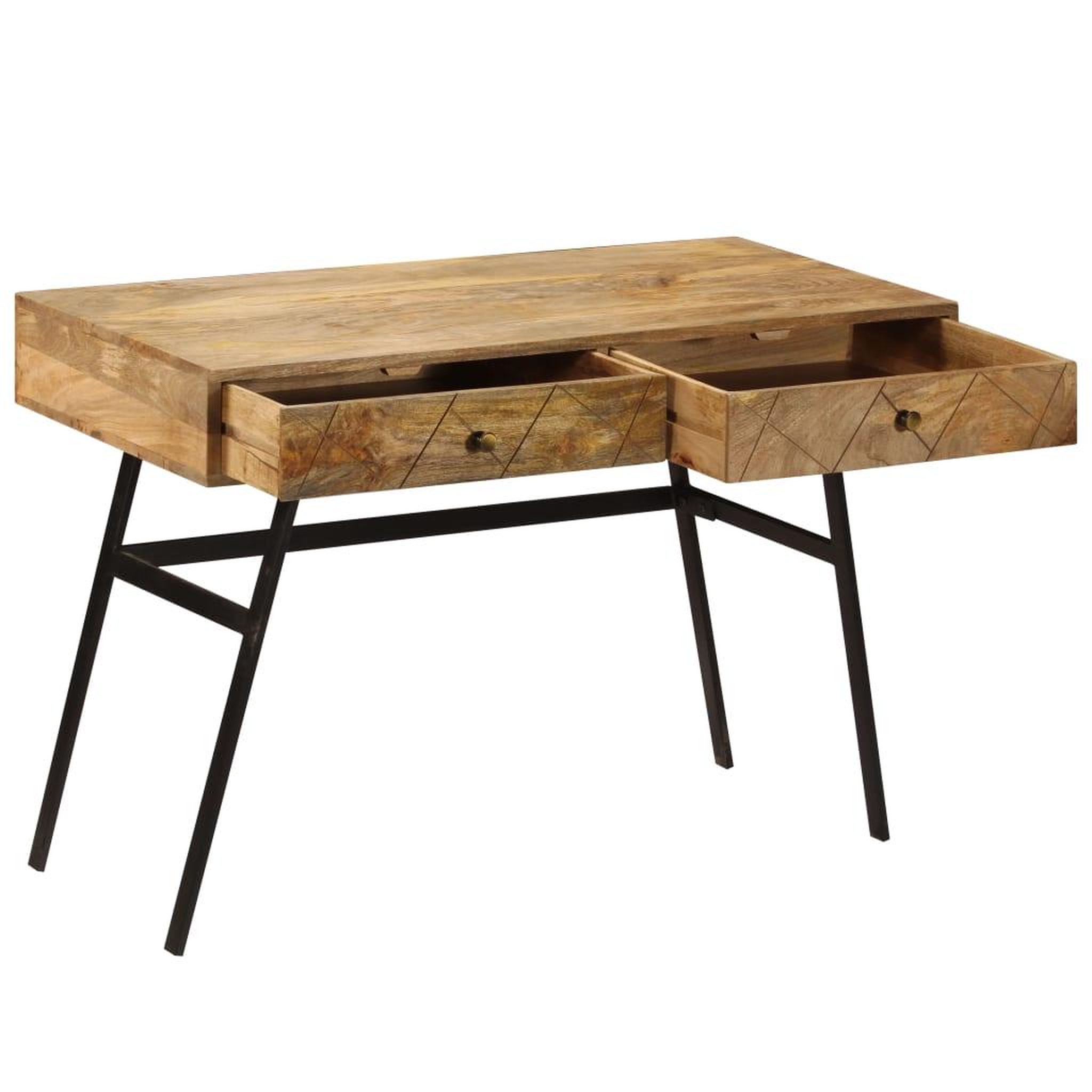 Voir la diapositive 4 : VIDAXL Bureau avec tiroirs Bois solide de manguier 110x50x76 cm