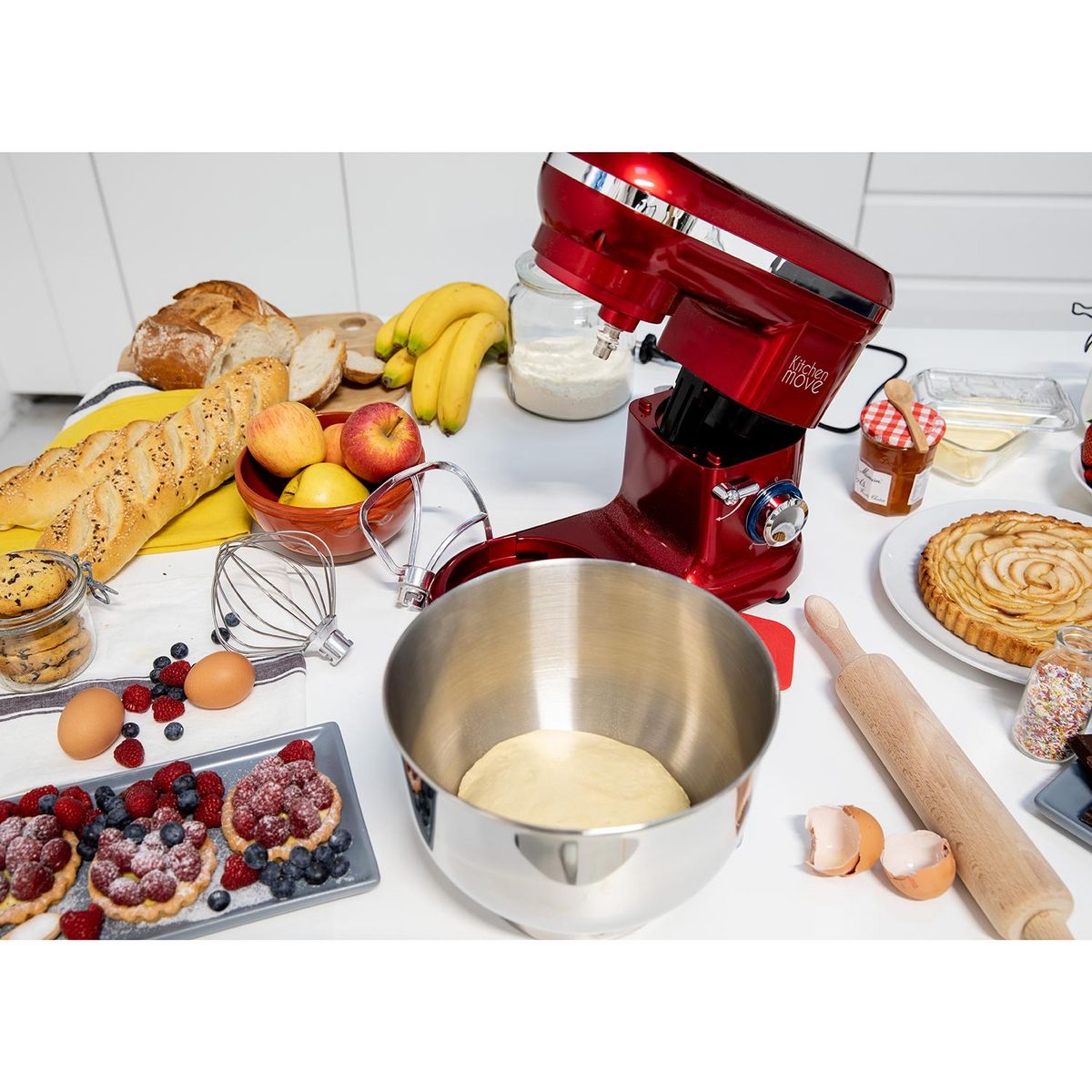 Kitchen move Robot pâtissier multifonctions 5.5l 1500w rouge - bat-1519