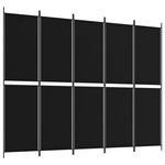 VIDAXL Cloison de separation 5 panneaux Noir 250x200 cm Tissu