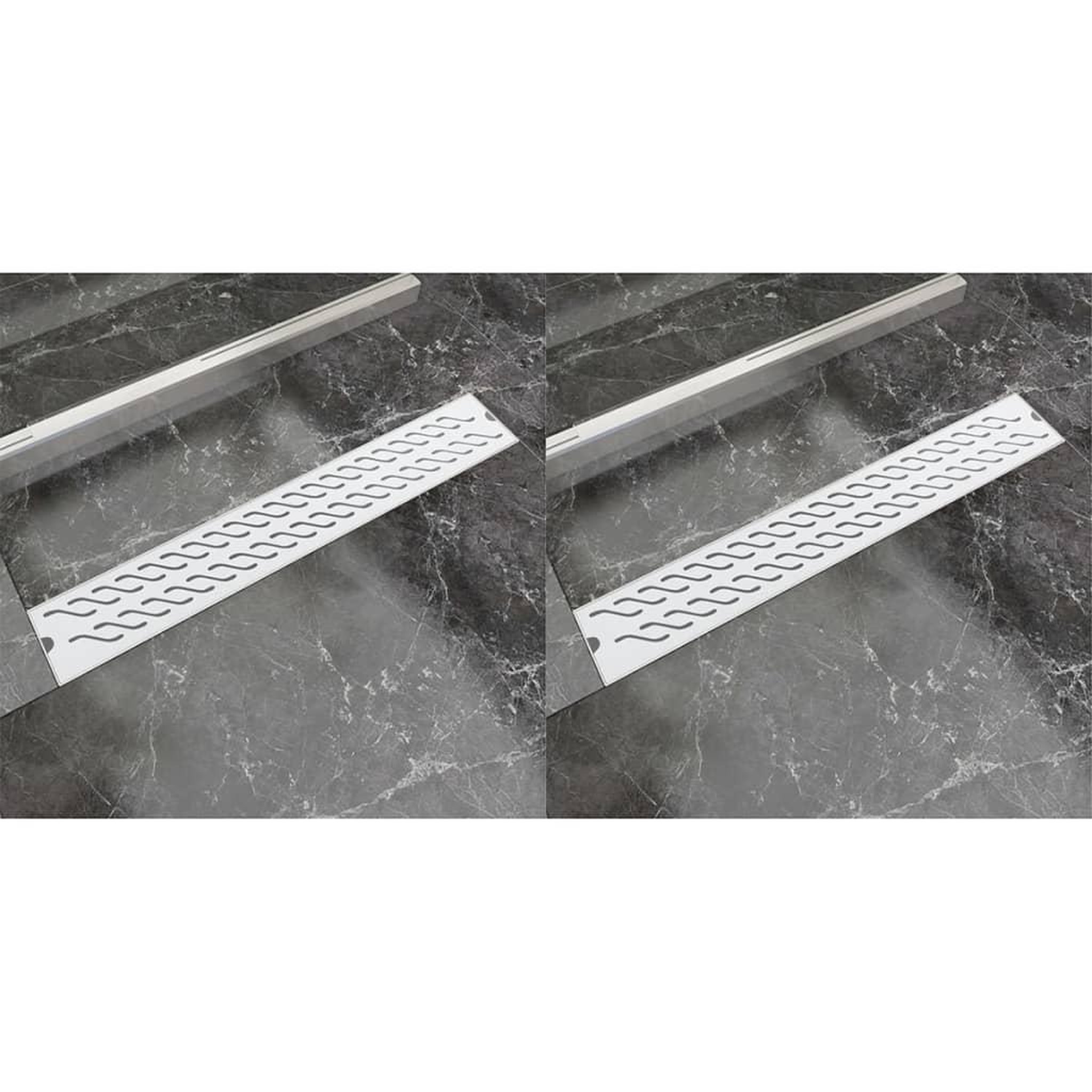 Voir la diapositive 1 : VIDAXL Drain de douche lineaire 2 pcs Vague 730x140mm Acier inoxydable