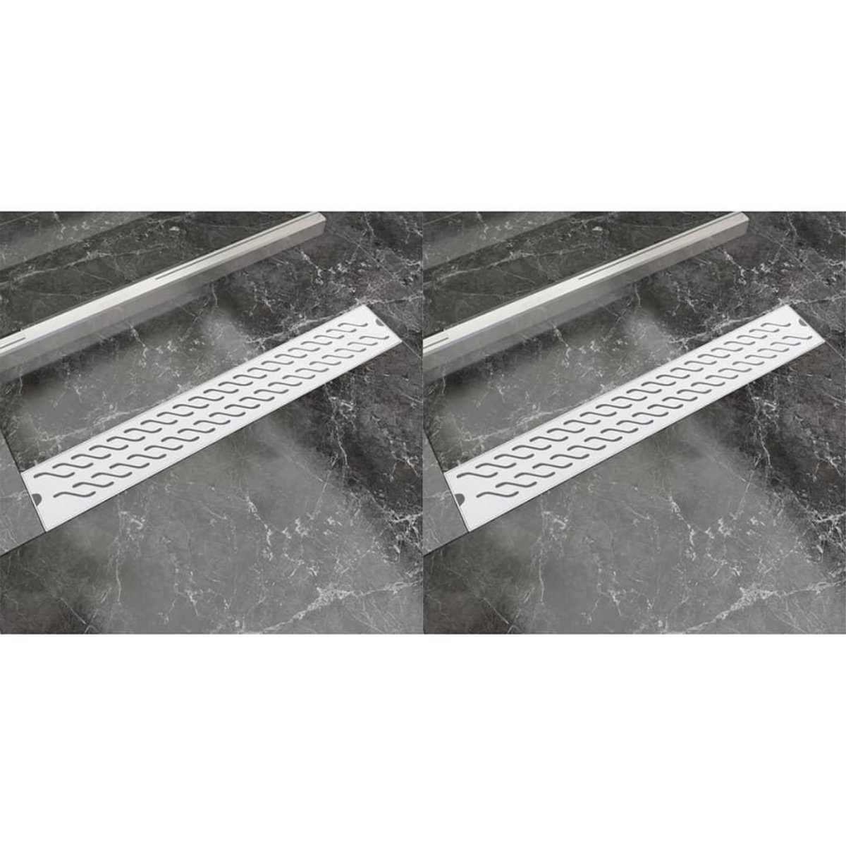 VIDAXL Drain de douche lineaire 2 pcs Vague 730x140mm Acier inoxydable