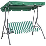OUTSUNNY Balancelle de jardin 3 places - toit inclinaison réglable - coussins assise et dossier - gris blanc vert