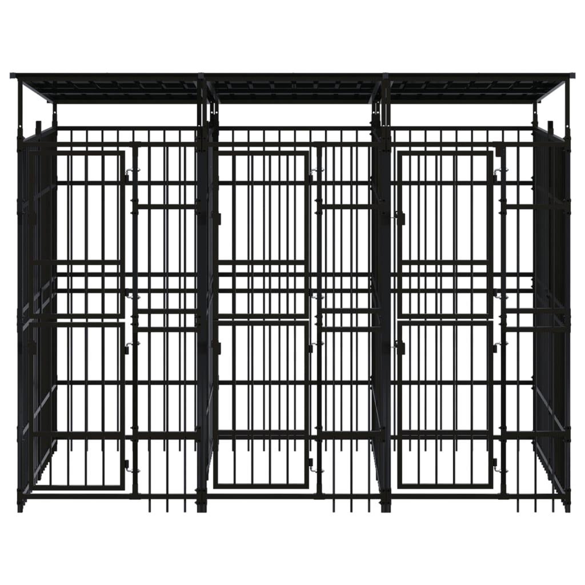Voir la diapositive 2 : VIDAXL Chenil d'exterieur avec toit pour chiens Acier 5,53 m²