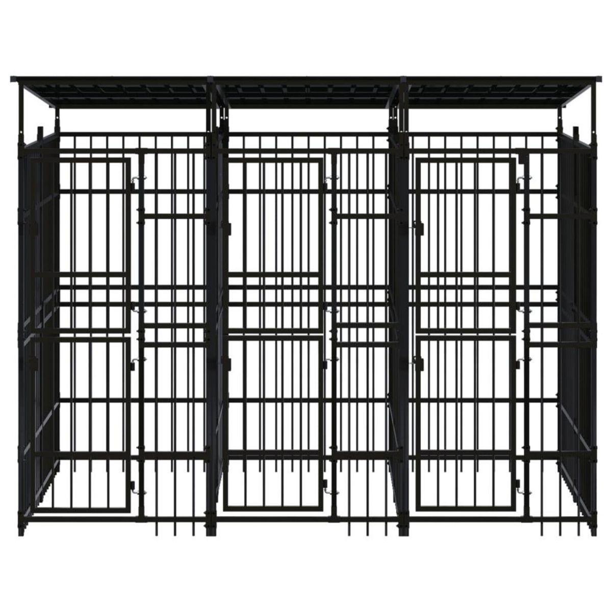 VIDAXL Chenil d'exterieur avec toit pour chiens Acier 5,53 m²