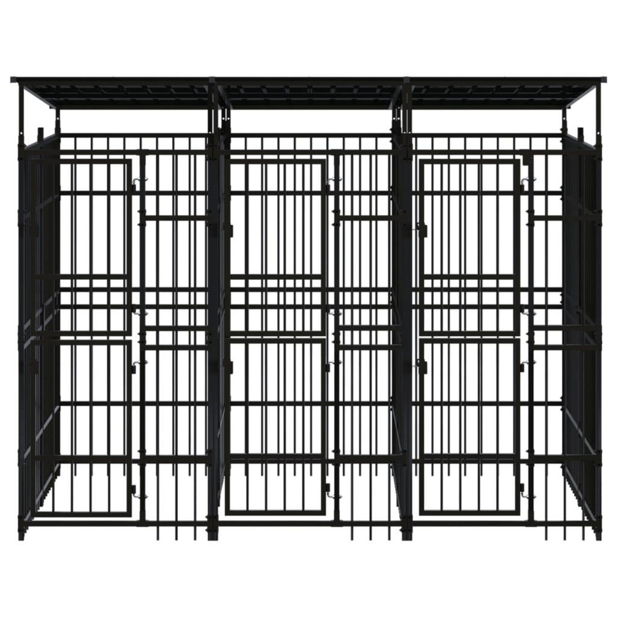 VIDAXL Chenil d'exterieur avec toit pour chiens Acier 5,53 m²