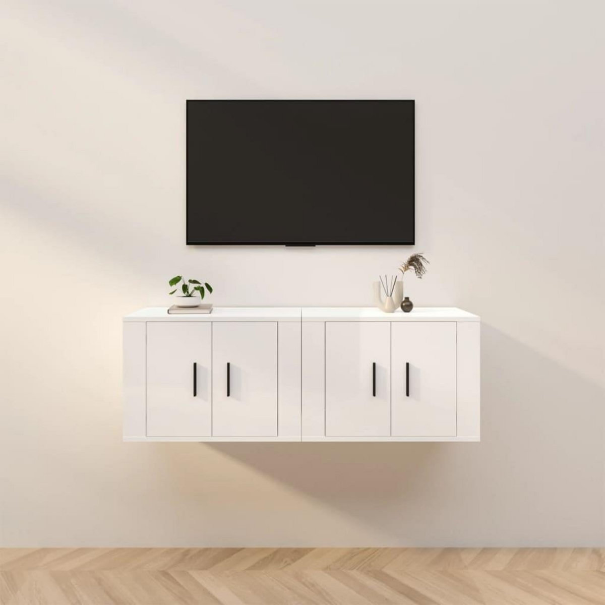 VIDAXL Meubles TV muraux 2 pcs blanc brillant 57x34,5x40 cm